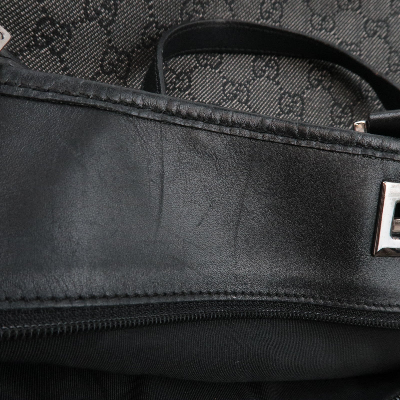 GUCCI Tote Bag GG Canvas Leather Black 31243