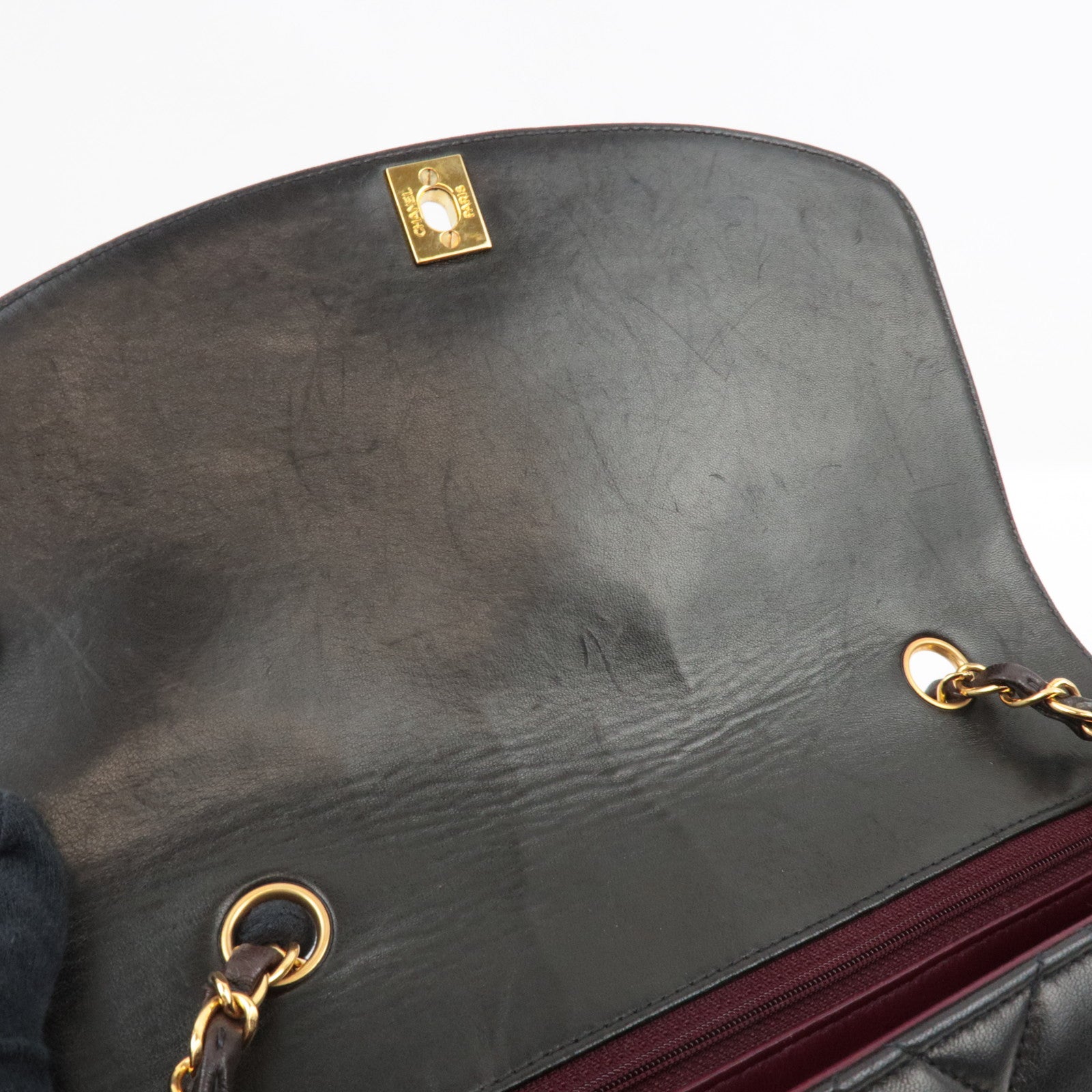 CHANEL Diana Matelasse 25 Chain Shoulder Bag Lambskin Black Gold HDW 3100311 *G card