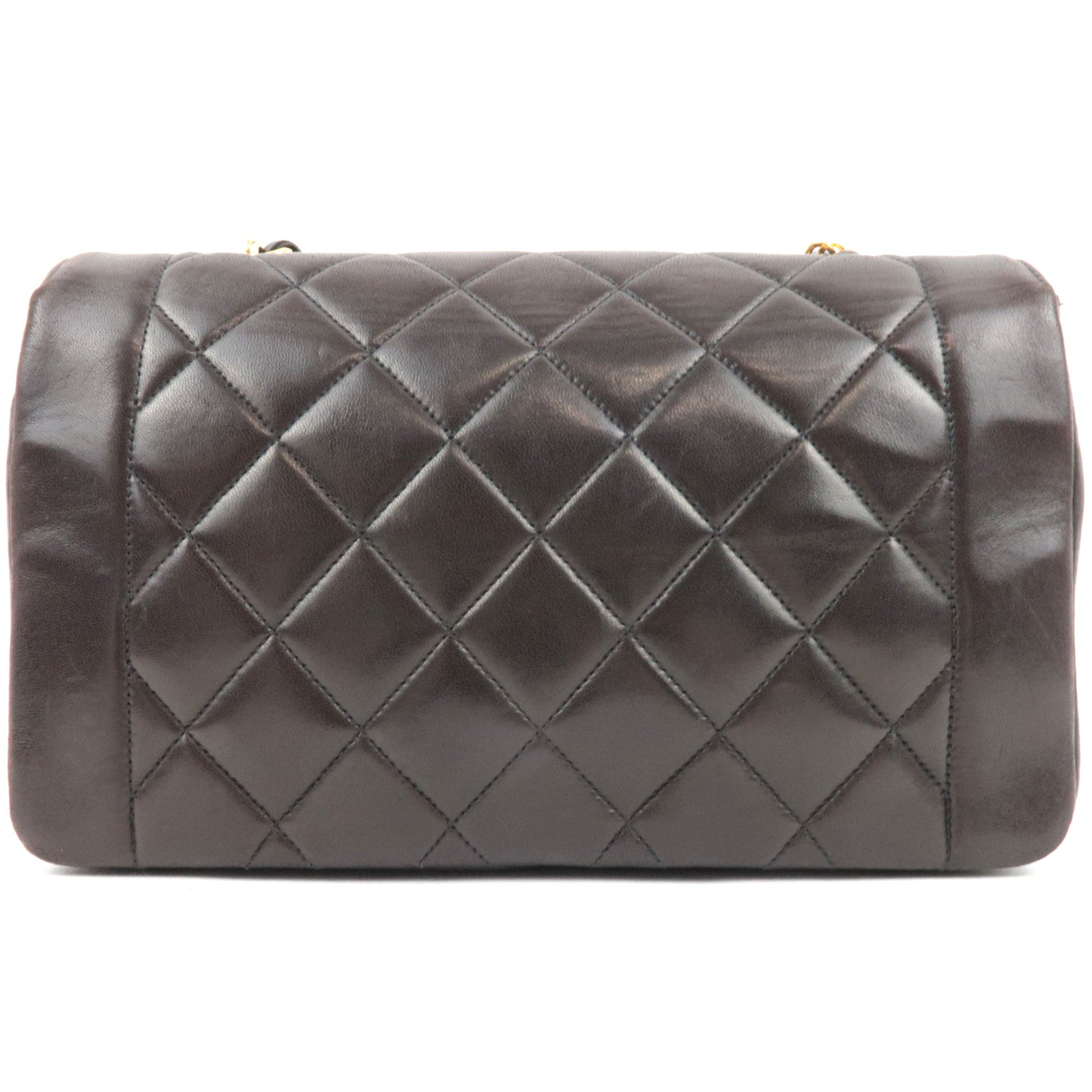 CHANEL Diana Matelasse 25 Chain Shoulder Bag Lambskin Black Gold HDW 3100311 *G card