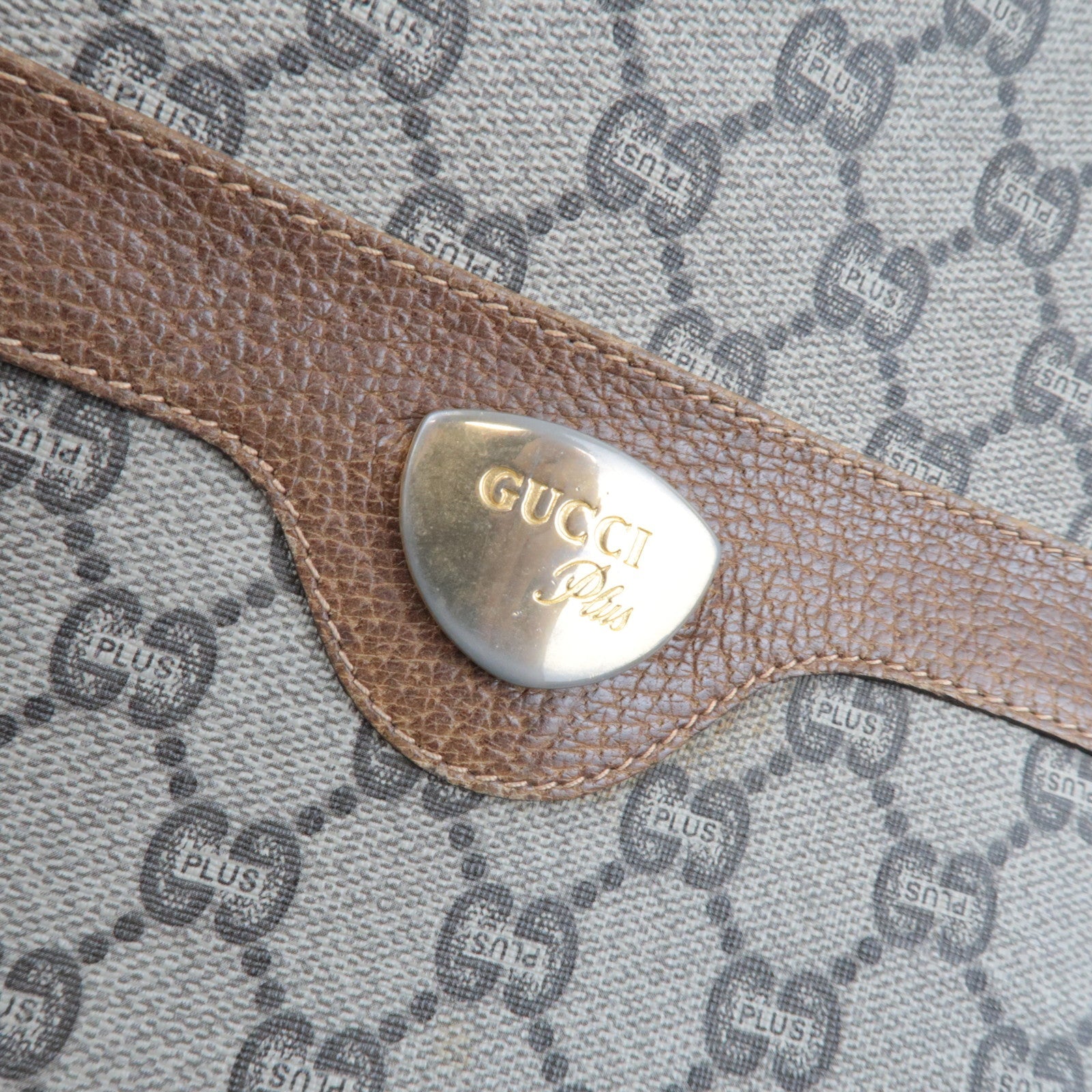 GUCCI Old GUCCI Sherry GG Plus Tote Bag Beige Brown