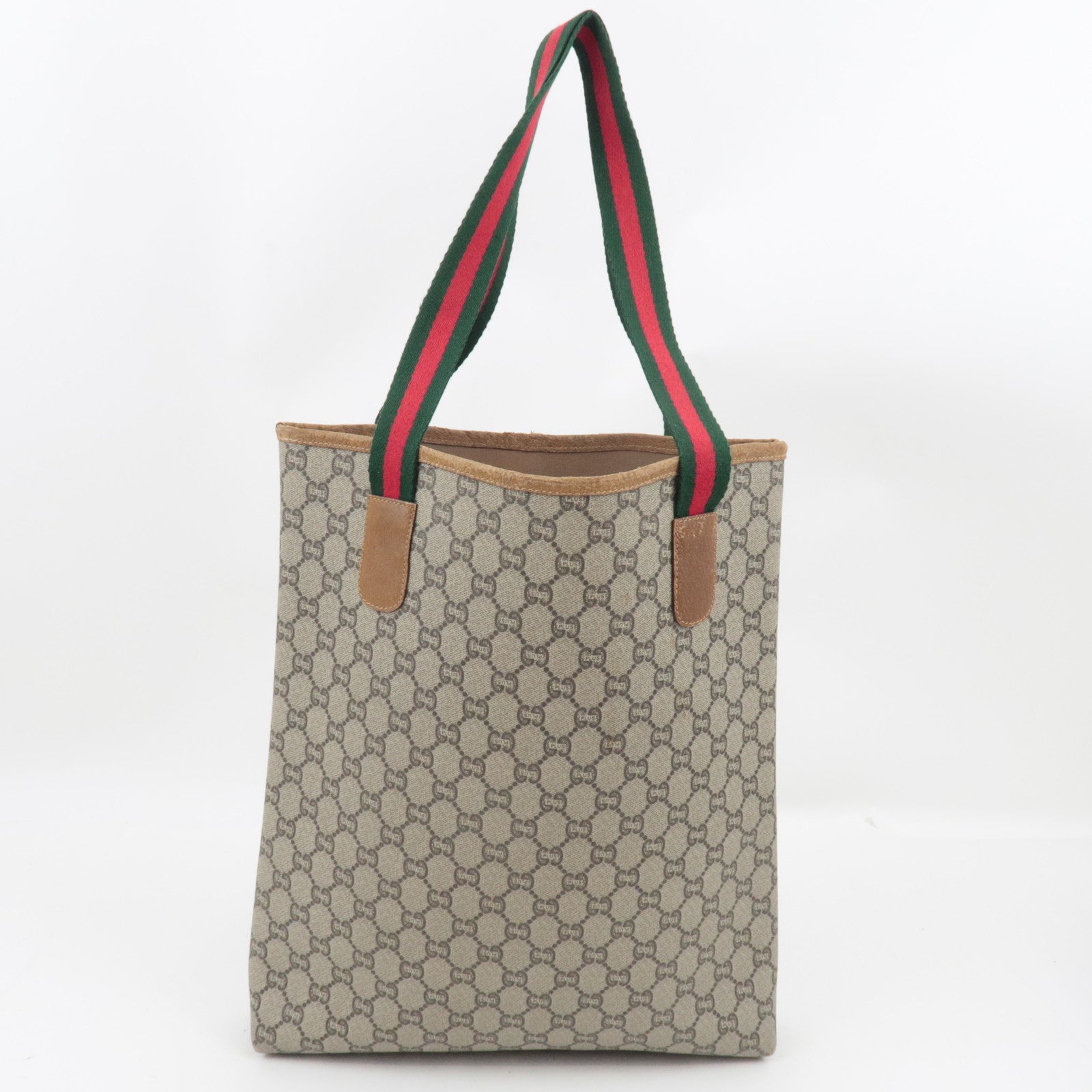 GUCCI Old GUCCI Sherry GG Plus Tote Bag Beige Brown