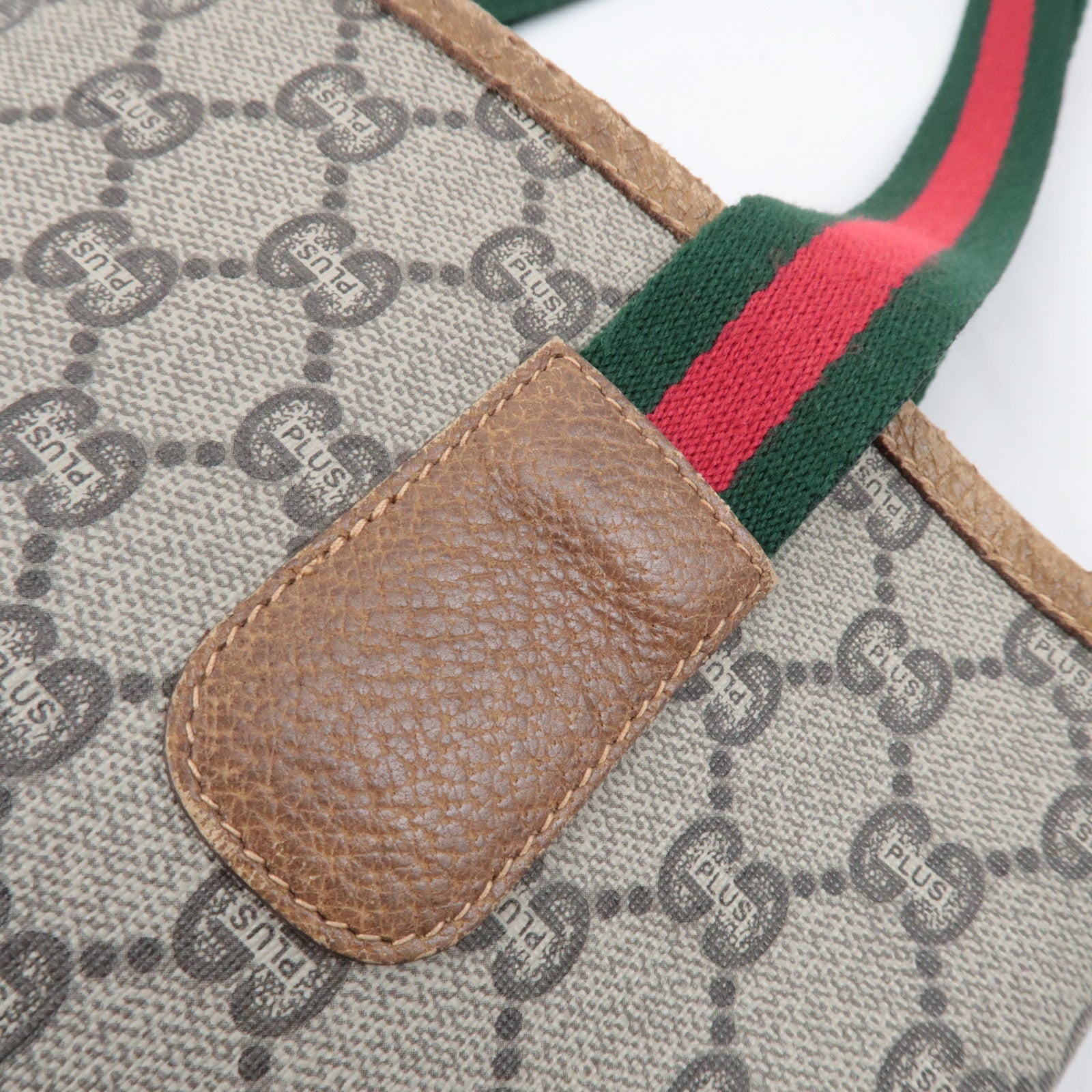 GUCCI Old GUCCI Sherry GG Plus Tote Bag Beige Brown
