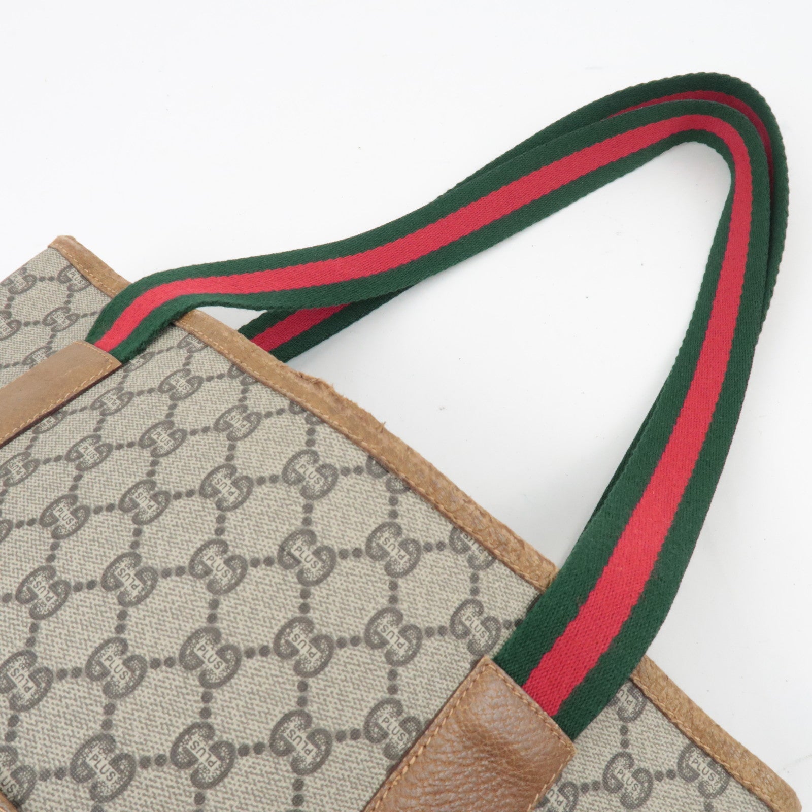 GUCCI Old GUCCI Sherry GG Plus Tote Bag Beige Brown