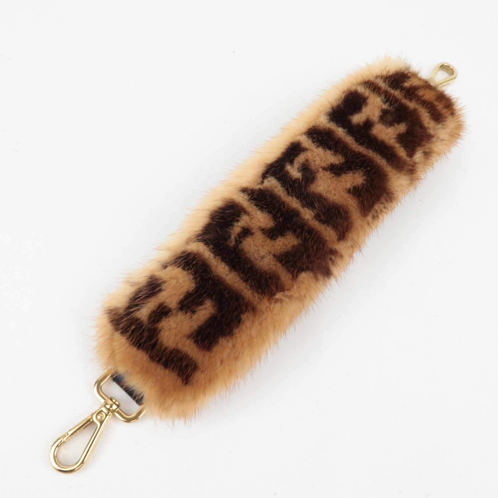 FENDI Zucca Fur Shoulder Strap Fur Brown 8AV105 *Box, Dust bag