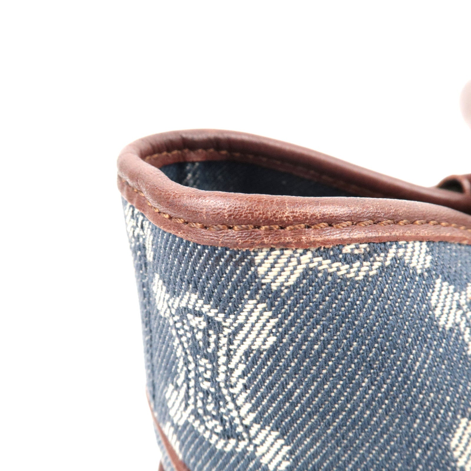 CELINE Paris Macadam Boogie Bag Handbag Denim Leather Blue Brown