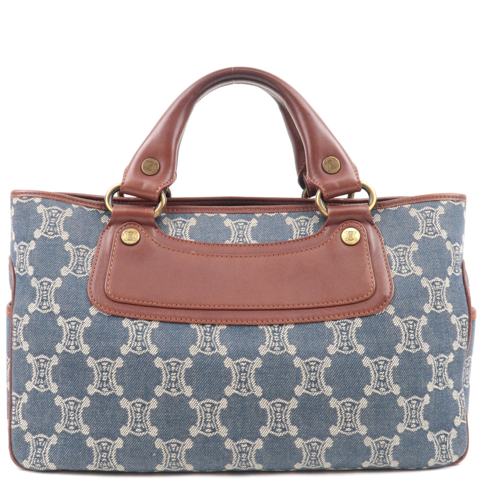 CELINE Paris Macadam Boogie Bag Handbag Denim Leather Blue Brown