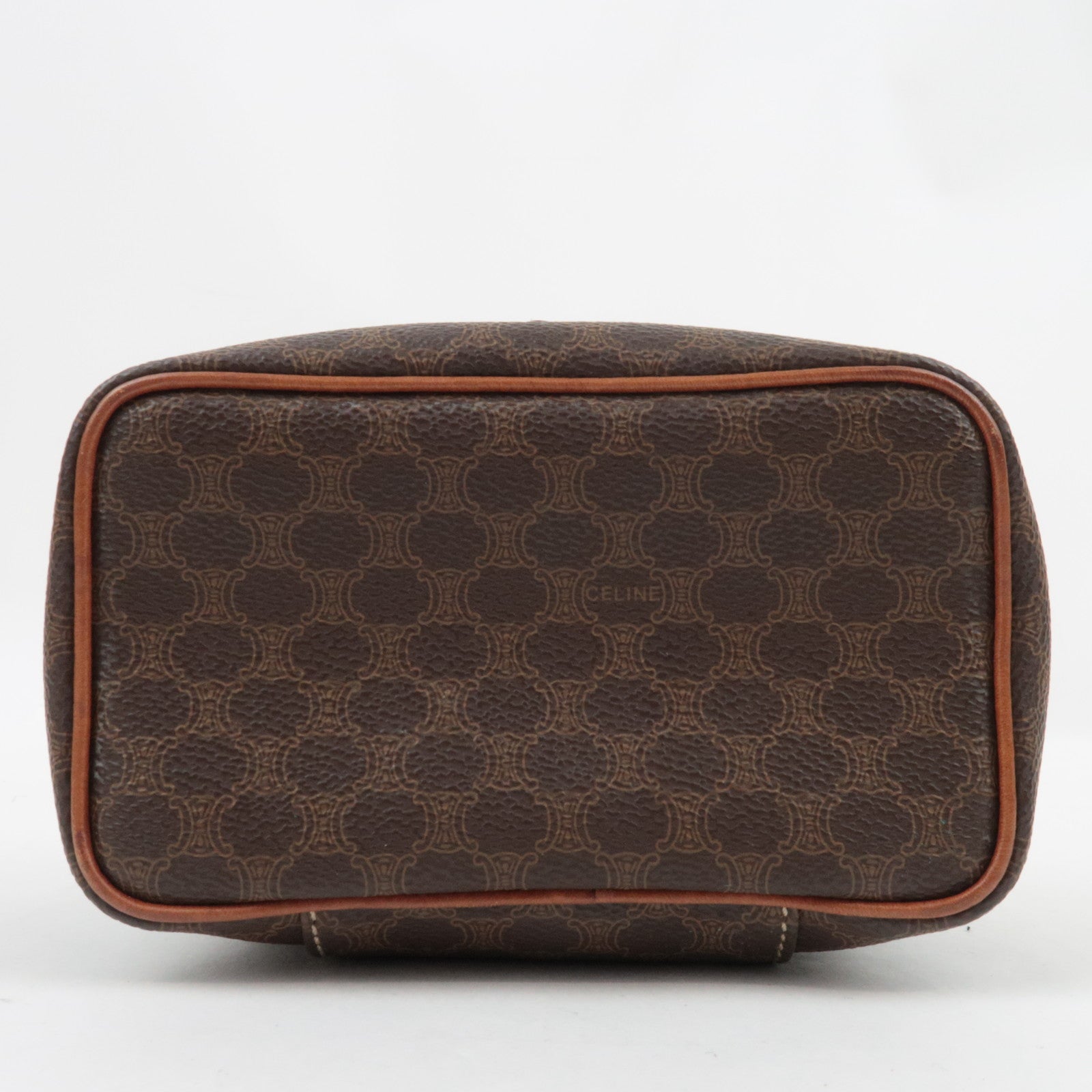 CELINE Macadam Cosmetic Pouch PVC Leather Brown