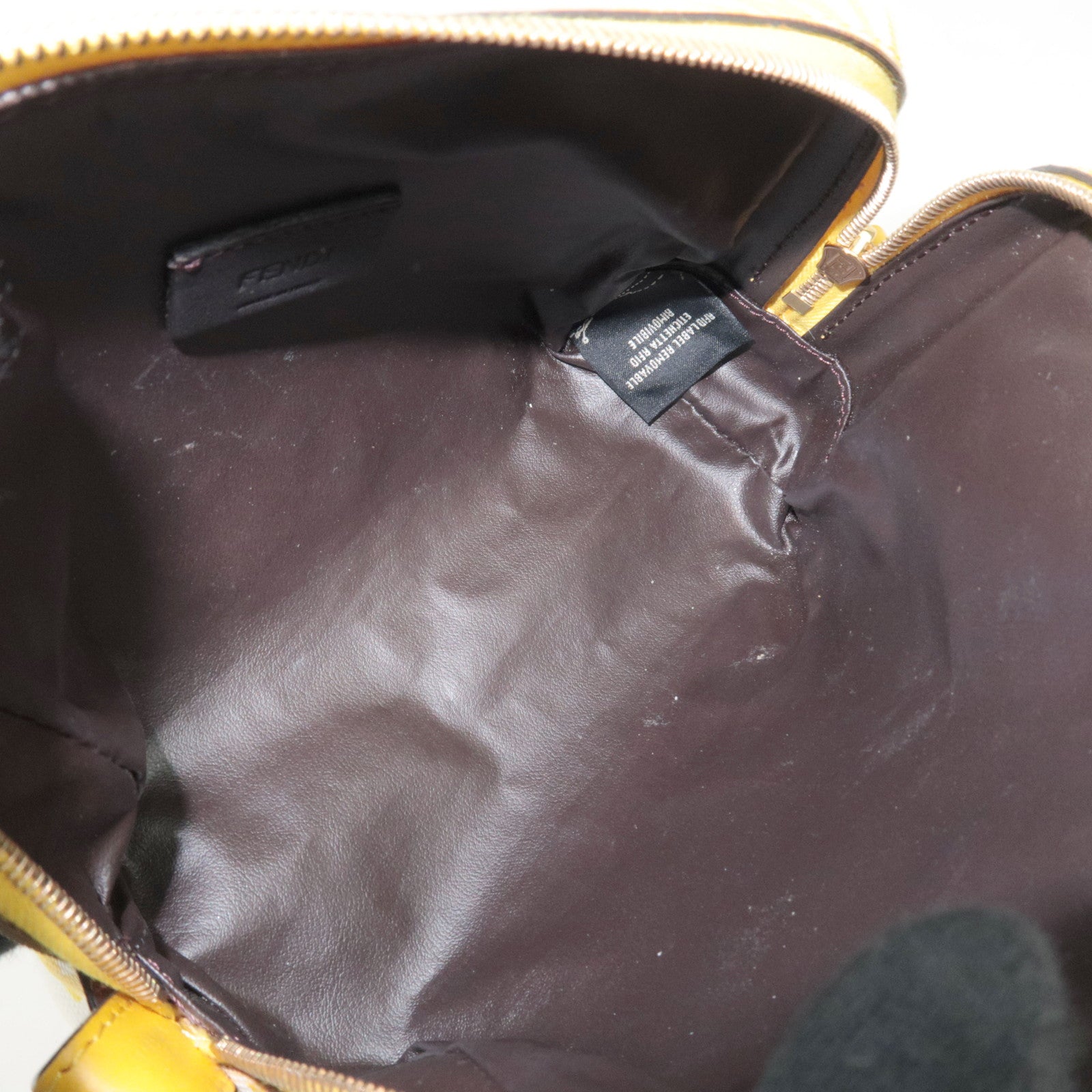 FENDI FF Pattern Cosmetic Pouch PVC Yellow White 8N0172