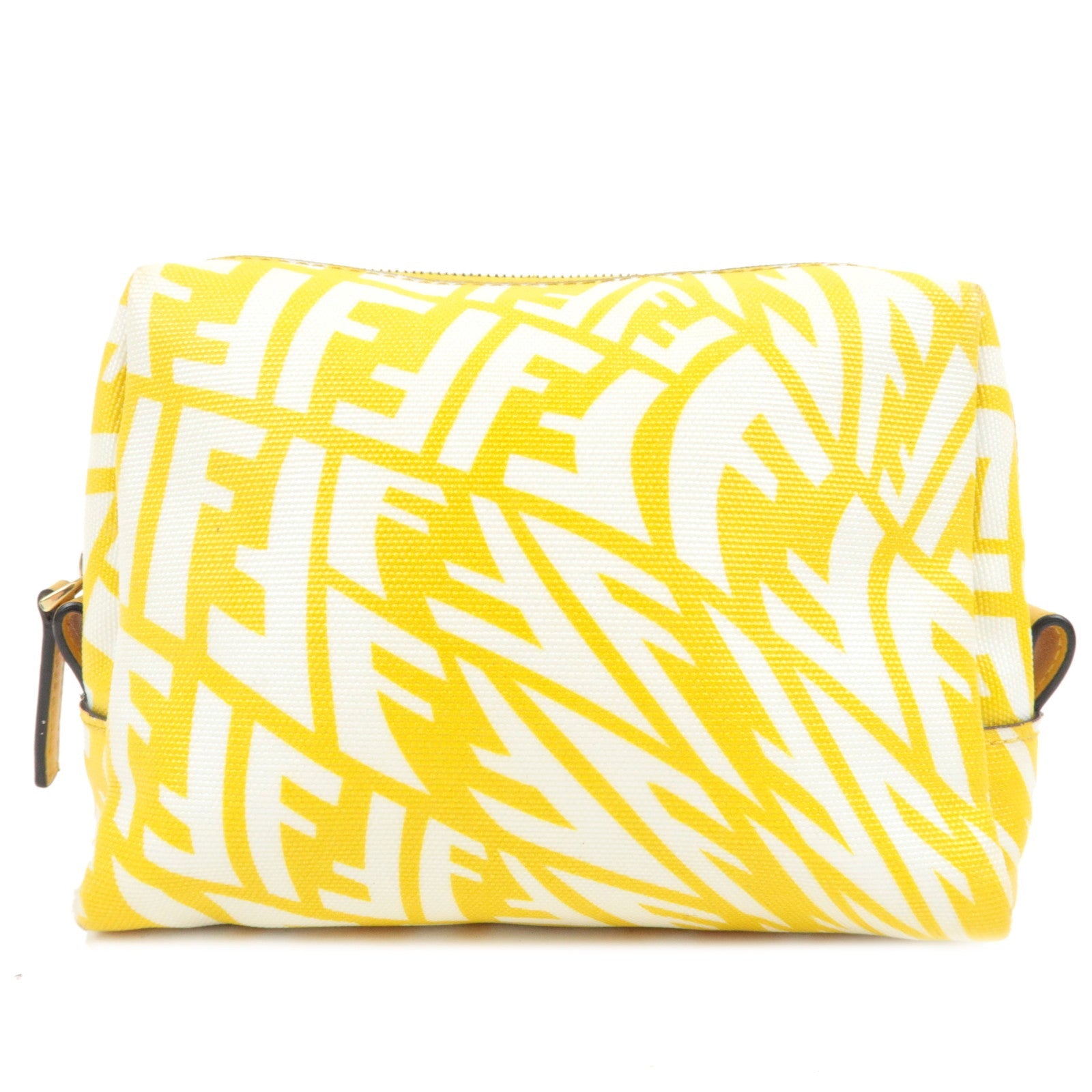 FENDI FF Pattern Cosmetic Pouch PVC Yellow White 8N017277532