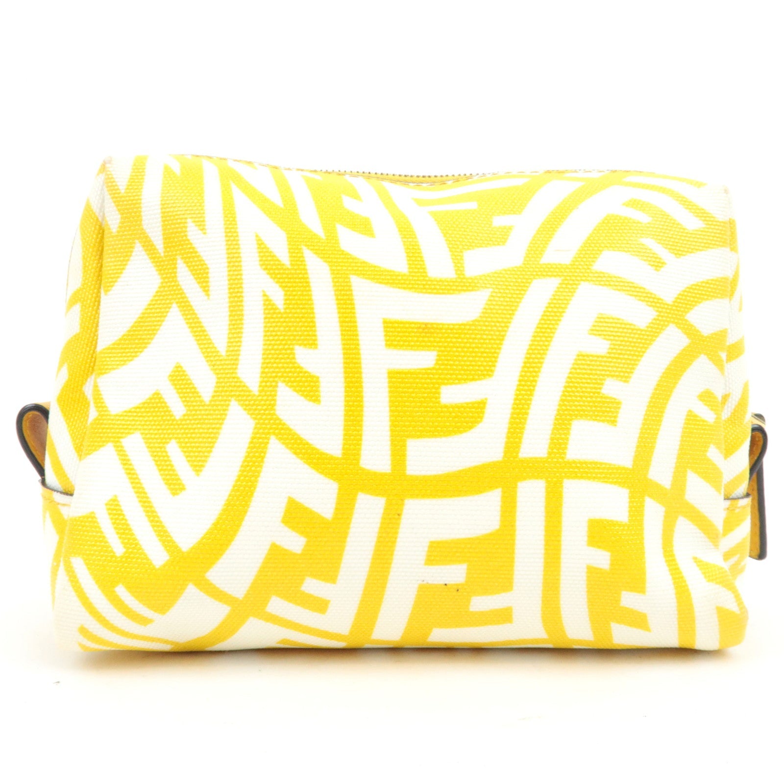 FENDI FF Pattern Cosmetic Pouch PVC Yellow White 8N0172