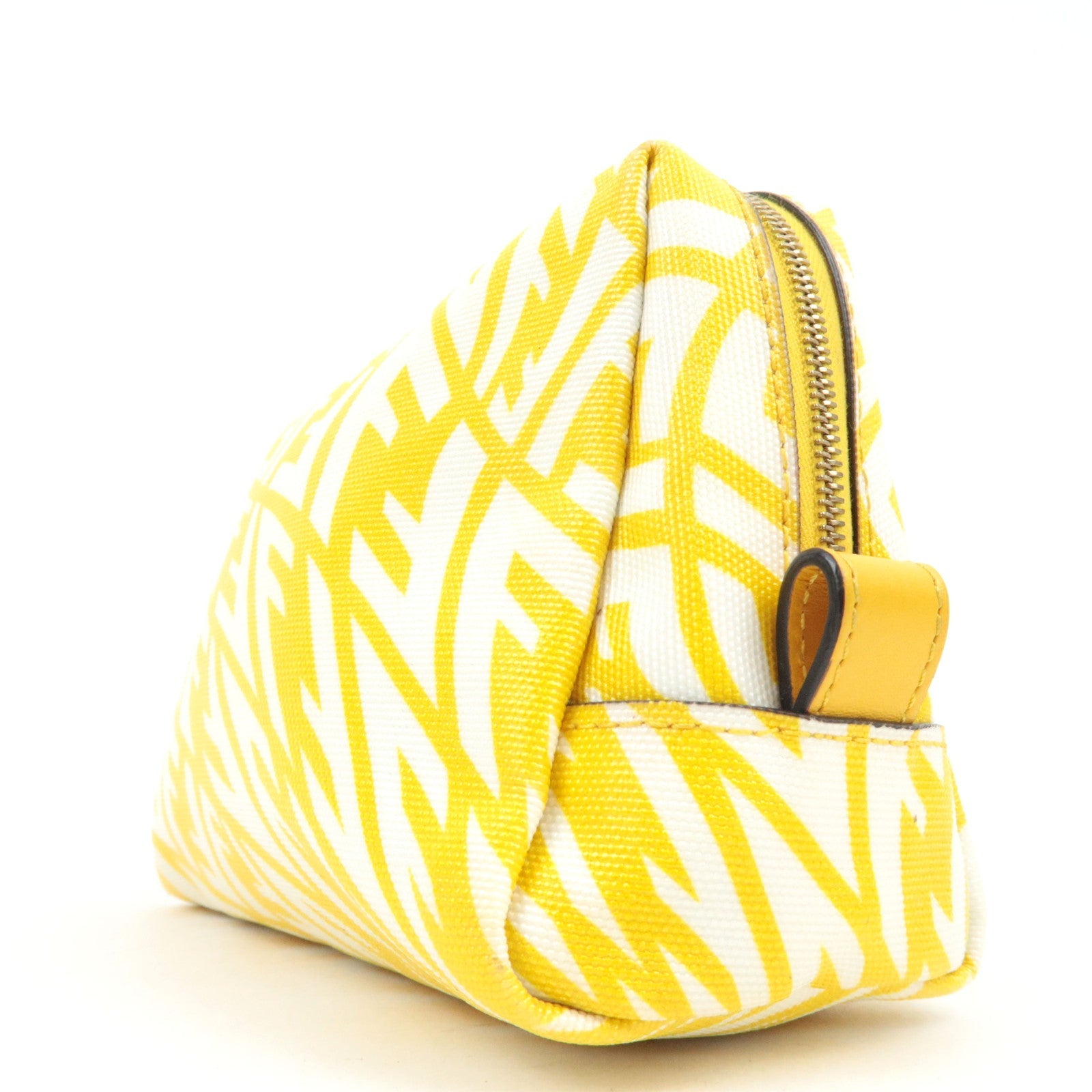 FENDI FF Pattern Cosmetic Pouch PVC Yellow White 8N0172