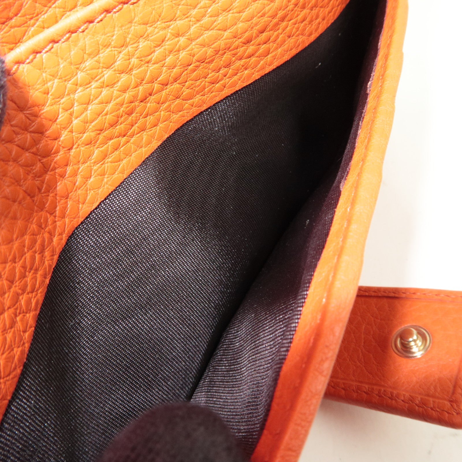 GUCCI Double-Hook Bi-Fold Long Wallet Leather Beige Orange 337335 *Box