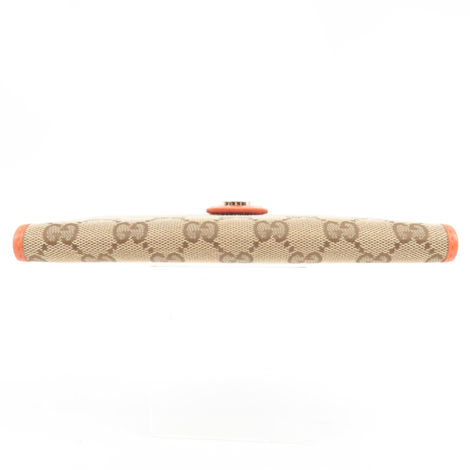 GUCCI Double-Hook Bi-Fold Long Wallet Leather Beige Orange 337335 *Box