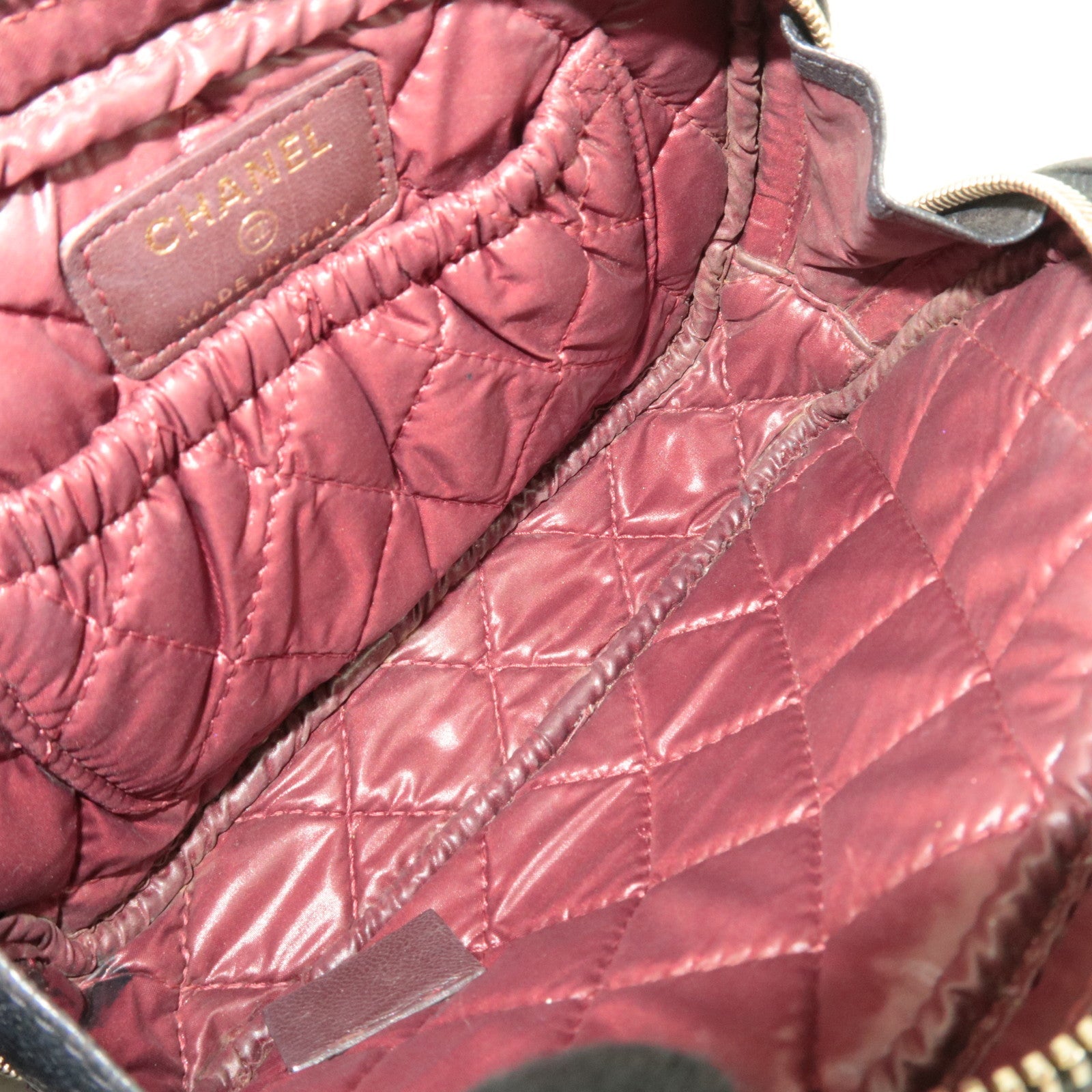 CHANEL Matelasse Cosmetic Pouch Lambskin Black Gold HDW 22902964