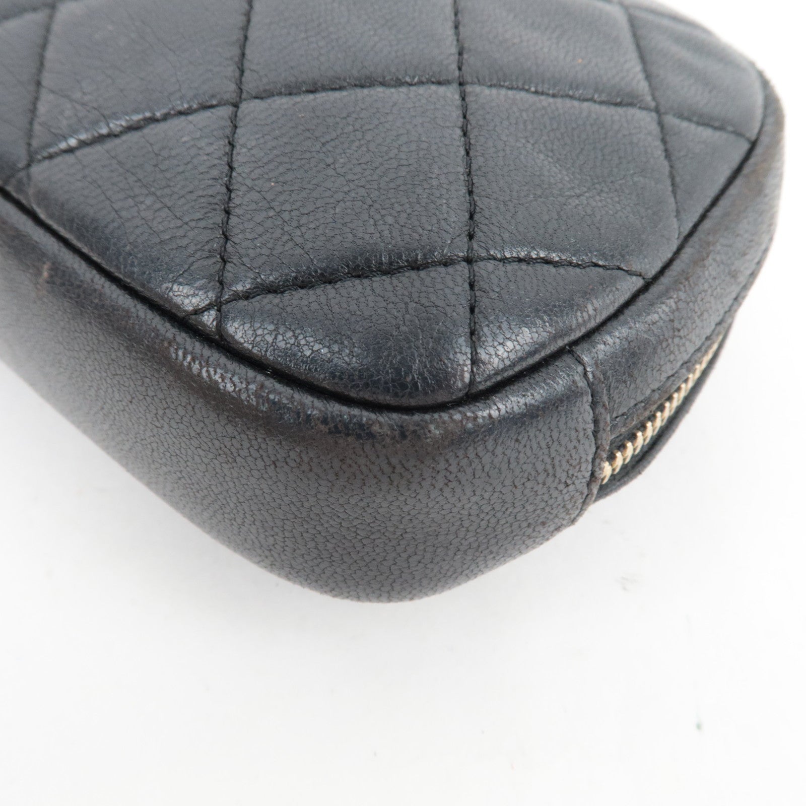 CHANEL Matelasse Cosmetic Pouch Lambskin Black Gold HDW 22902964