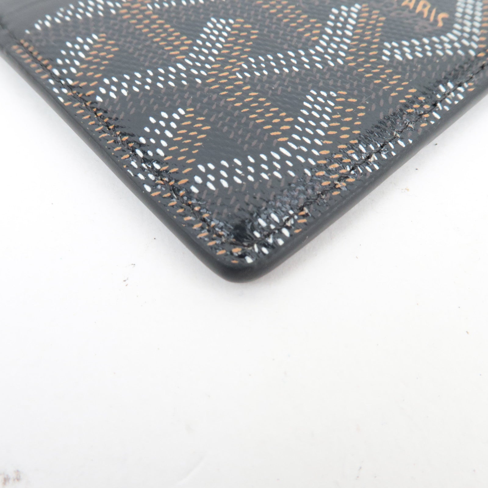 GOYARD Herringbone Saint-Sulpice Card Case PVC Leather Black