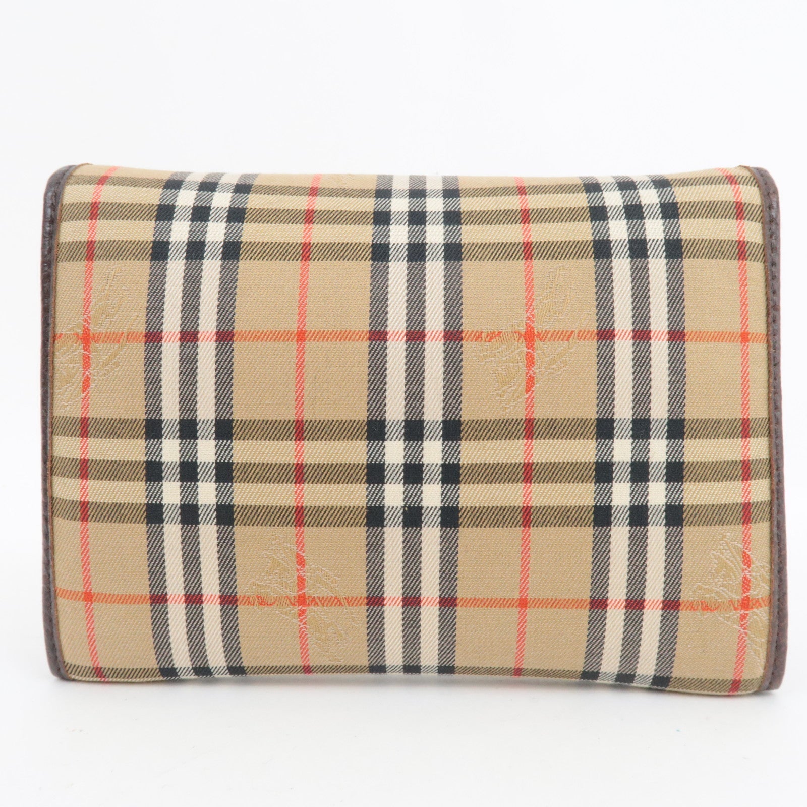 BURBERRY Burberry's Nova Plaid Pouch Canvas Leather Beige Brown