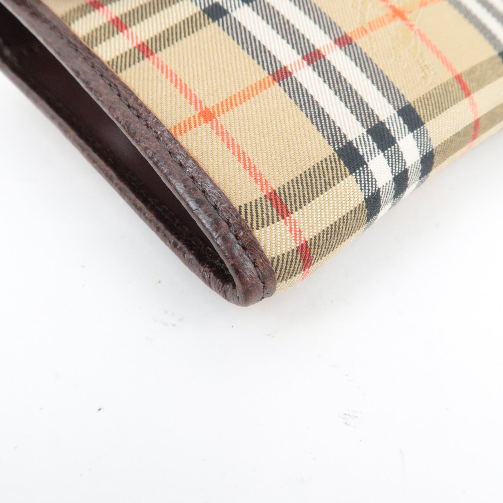 BURBERRY Burberry's Nova Plaid Pouch Canvas Leather Beige Brown