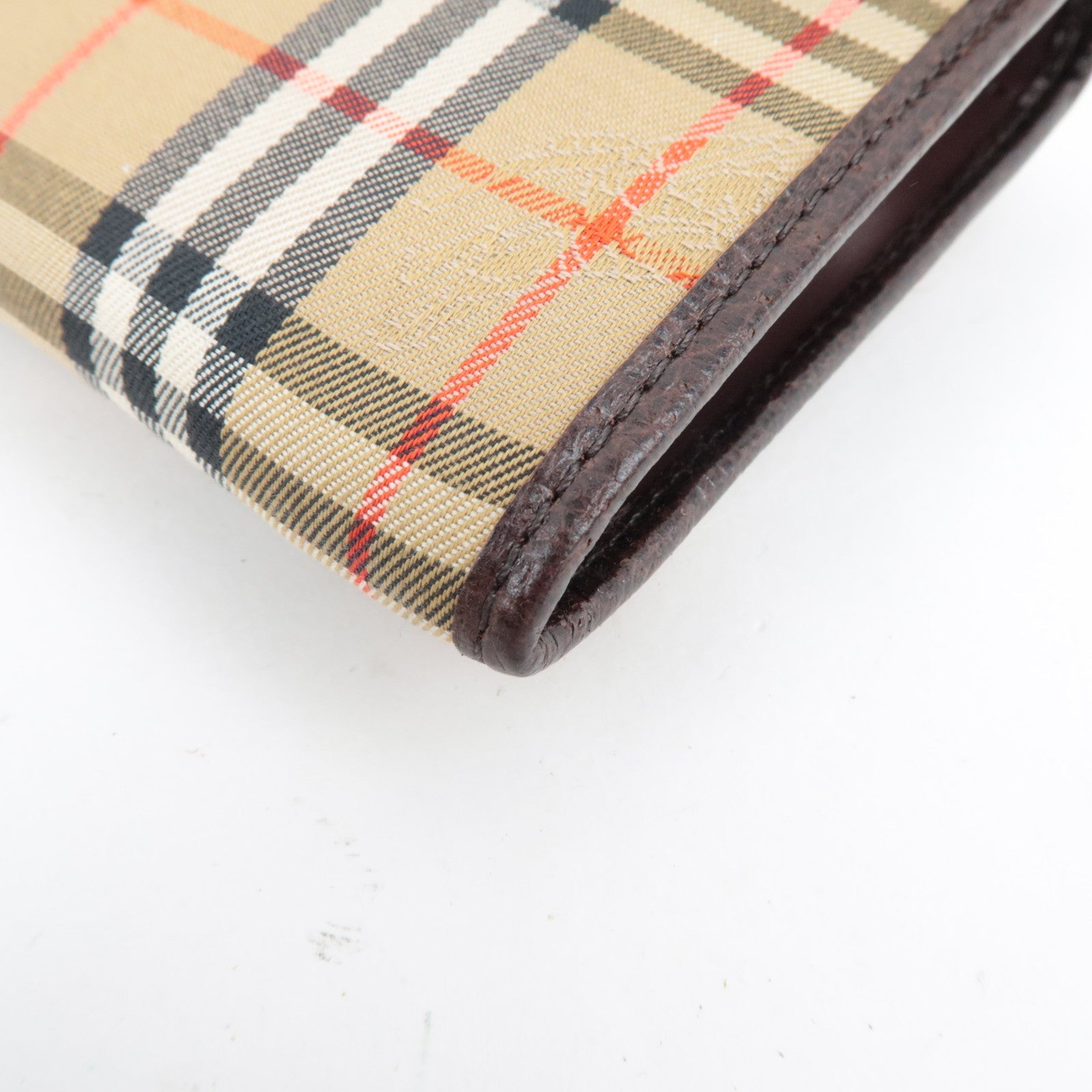 BURBERRY Burberry's Nova Plaid Pouch Canvas Leather Beige Brown