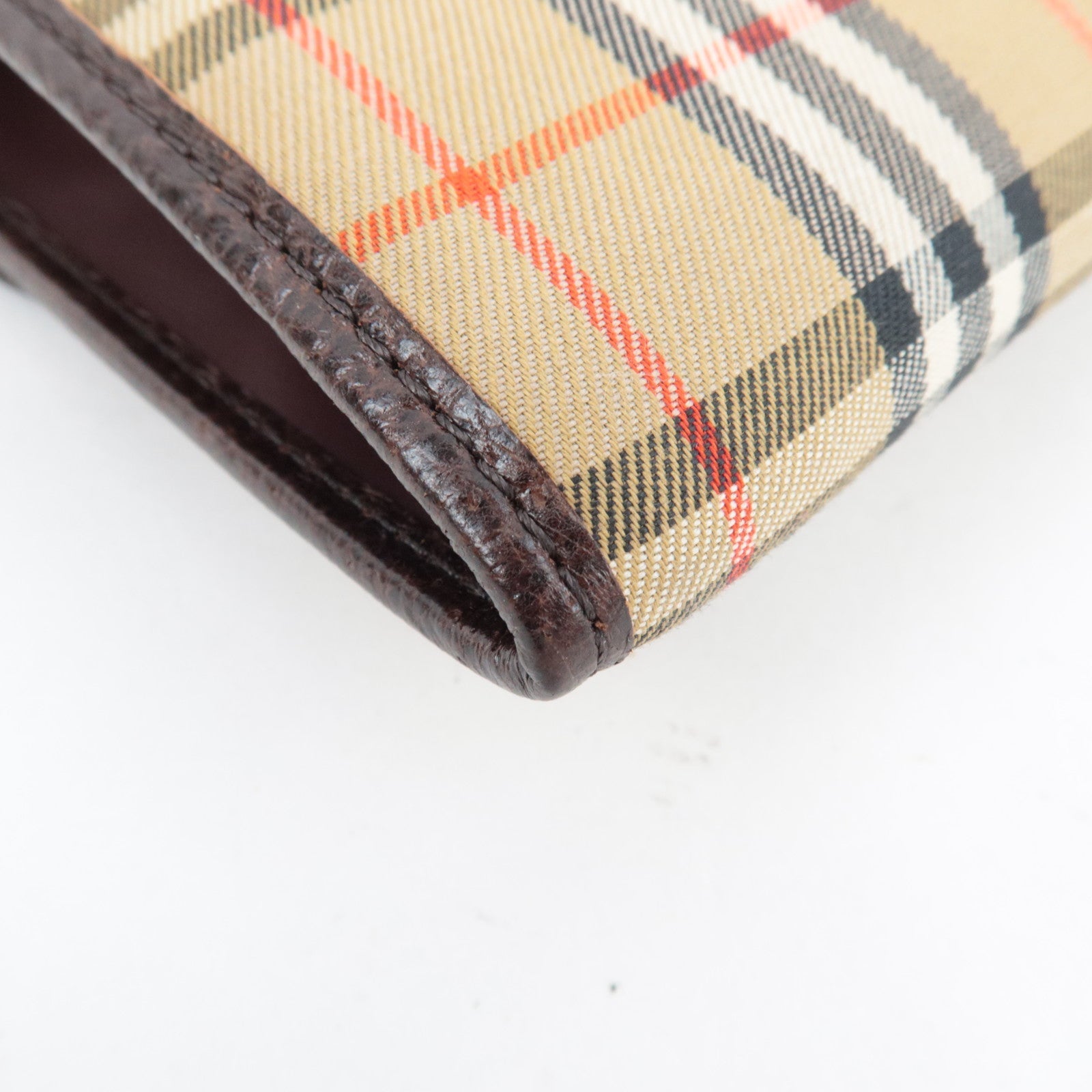 BURBERRY Burberry's Nova Plaid Pouch Canvas Leather Beige Brown