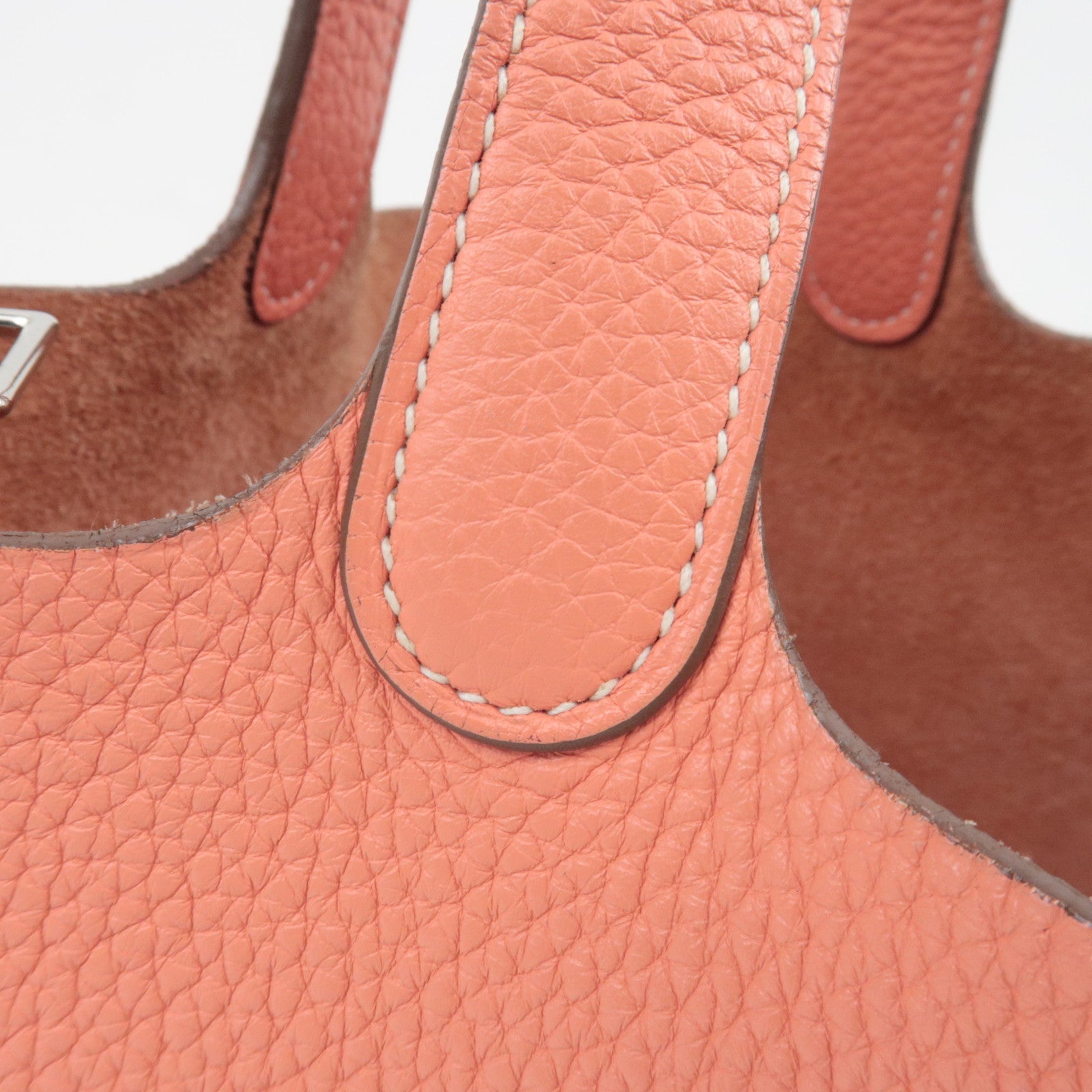 HERMES Picotin Lock PM Handbag □P Stamp (2012) Taurillon Clemence Flamingo Silver HDW *Dust bag, Key Lock