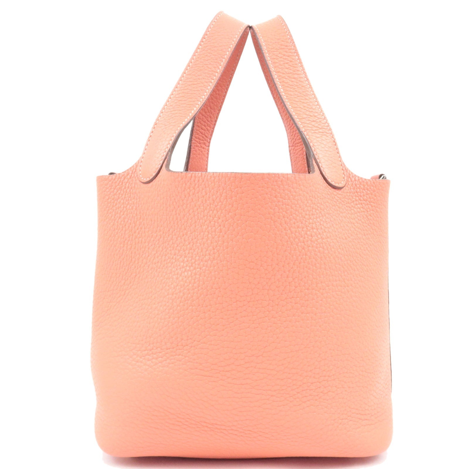 HERMES Picotin Lock PM Handbag □P Stamp (2012) Taurillon Clemence Flamingo Silver HDW *Dust bag, Key Lock77592