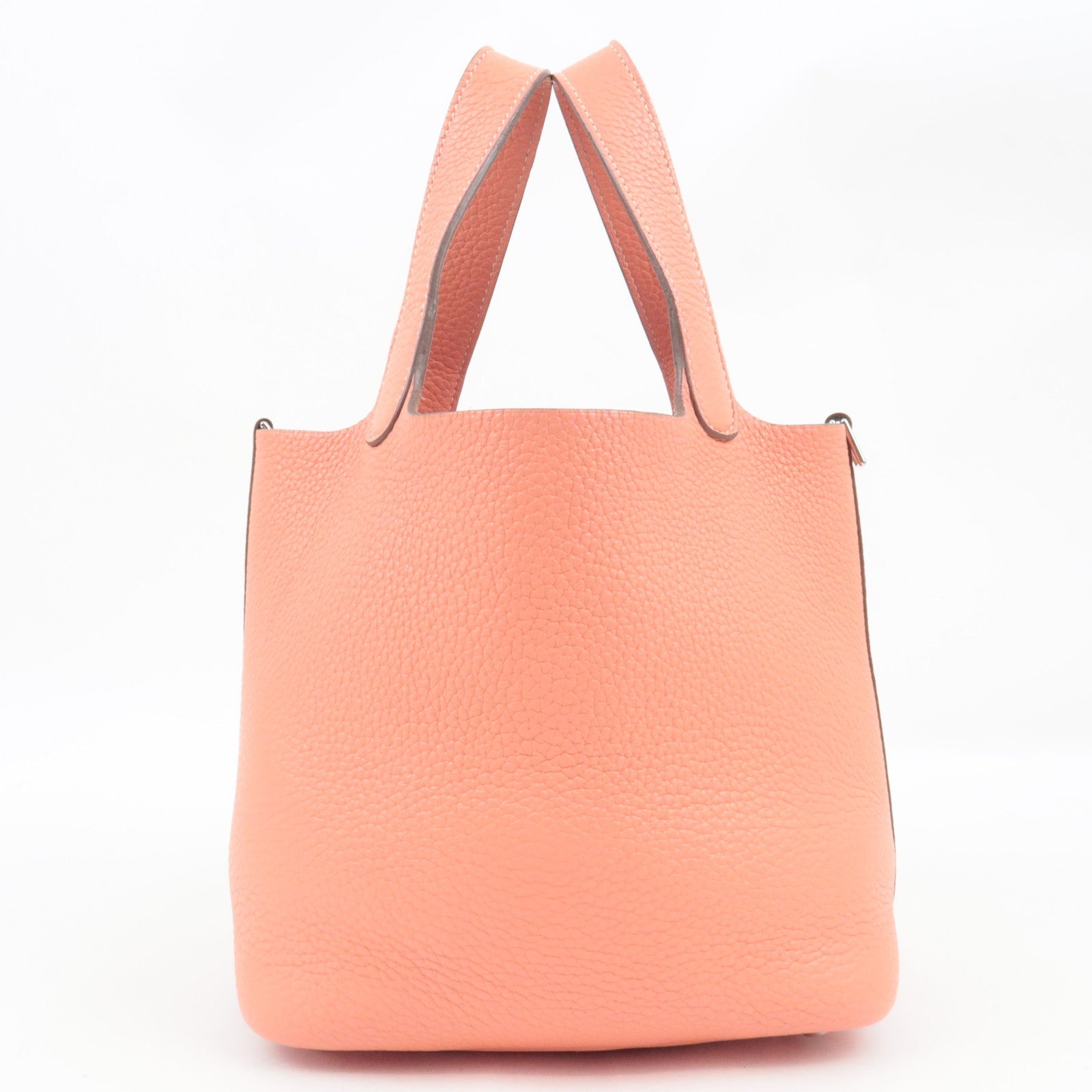 HERMES Picotin Lock PM Handbag □P Stamp (2012) Taurillon Clemence Flamingo Silver HDW *Dust bag, Key Lock