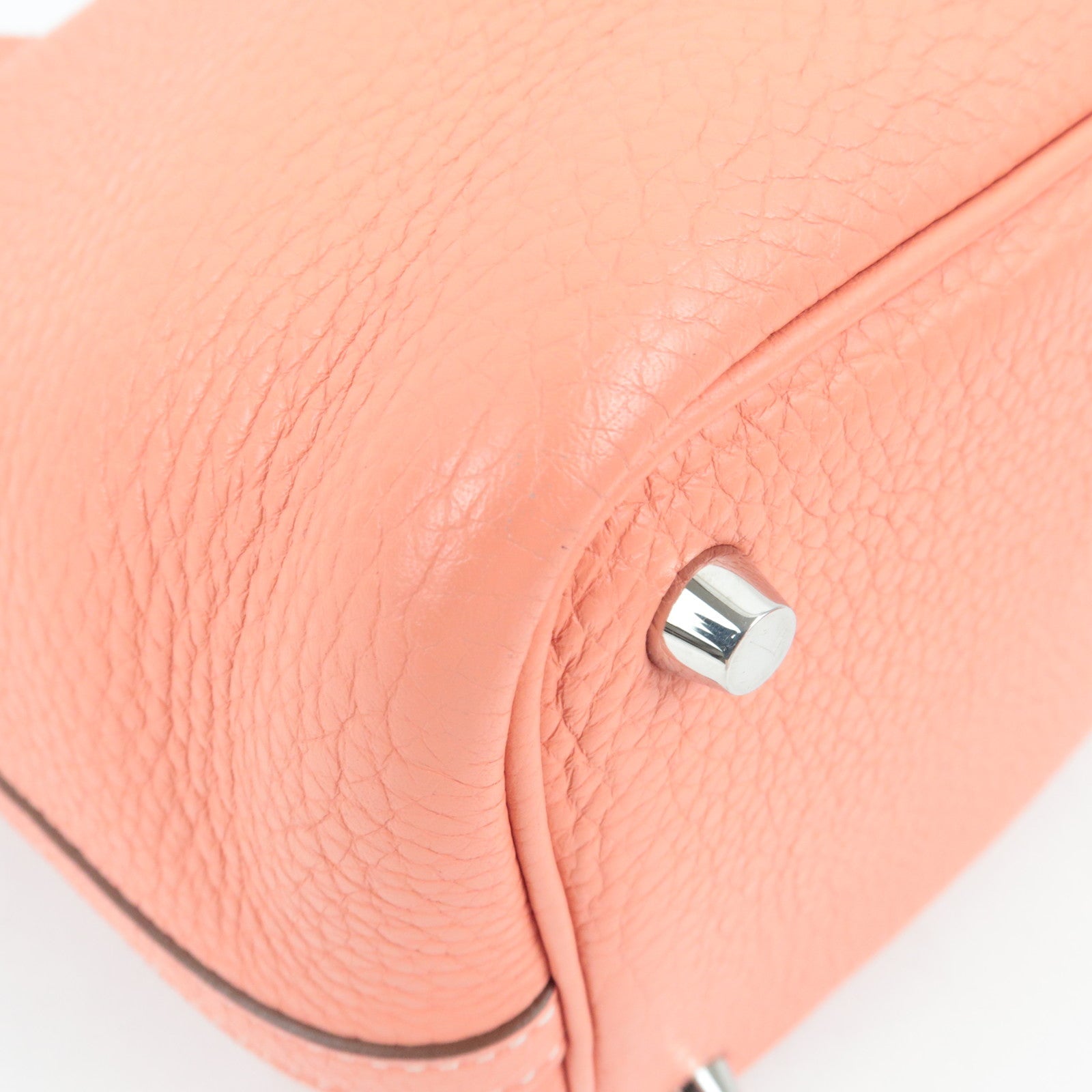 HERMES Picotin Lock PM Handbag □P Stamp (2012) Taurillon Clemence Flamingo Silver HDW *Dust bag, Key Lock