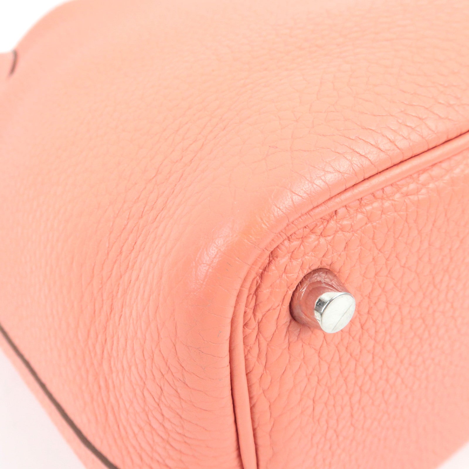 HERMES Picotin Lock PM Handbag □P Stamp (2012) Taurillon Clemence Flamingo Silver HDW *Dust bag, Key Lock