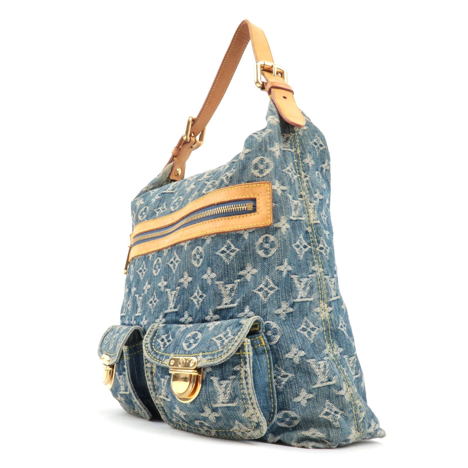 Louis Vuitton Monogram Denim Baggy GM Shoulder Bag Blue M95048 FL0056