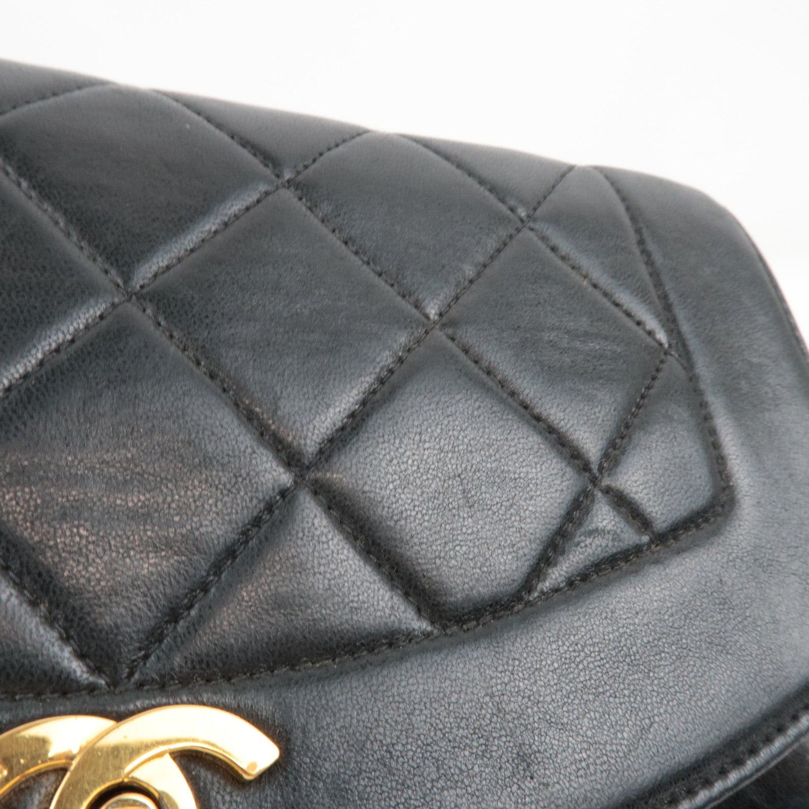 CHANEL Diana Matelasse 23 Chain Shoulder Bag Lambskin Black Gold HDW A01164 2368479