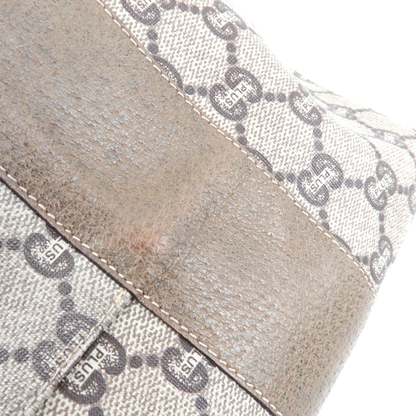 GUCCI Sherry Old GUCCI Tote Bag GG Plus Leather Beige Brown