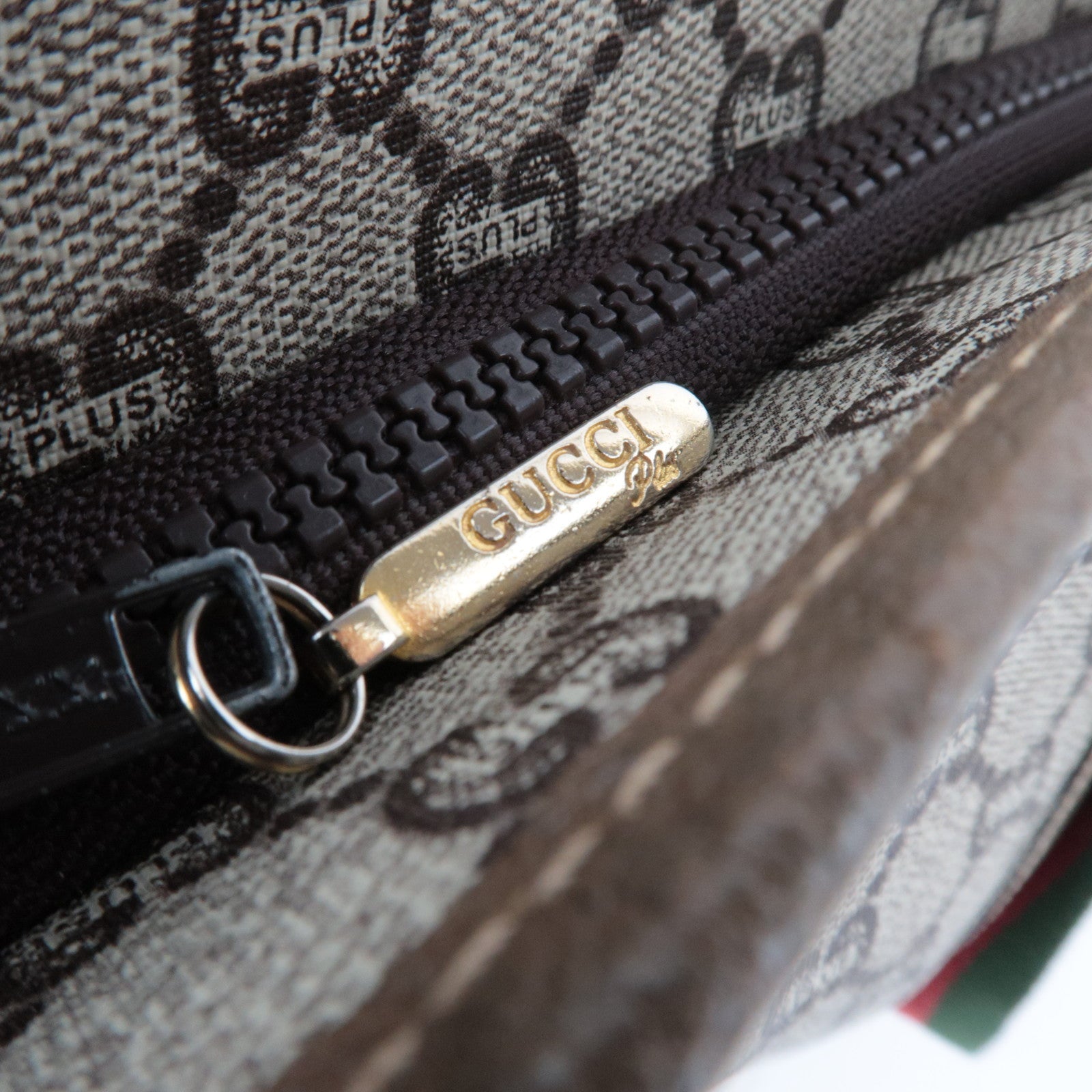 GUCCI Sherry Old GUCCI Tote Bag GG Plus Leather Beige Brown