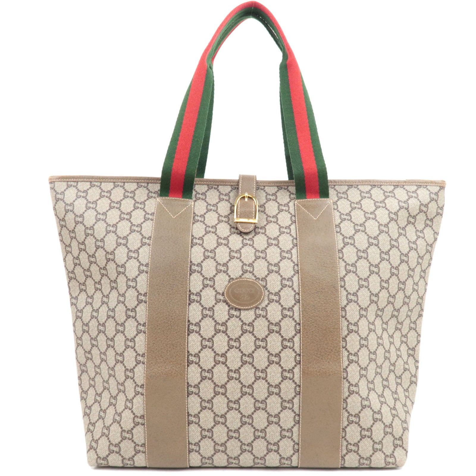 GUCCI Sherry Old GUCCI Tote Bag GG Plus Leather Beige Brown77598