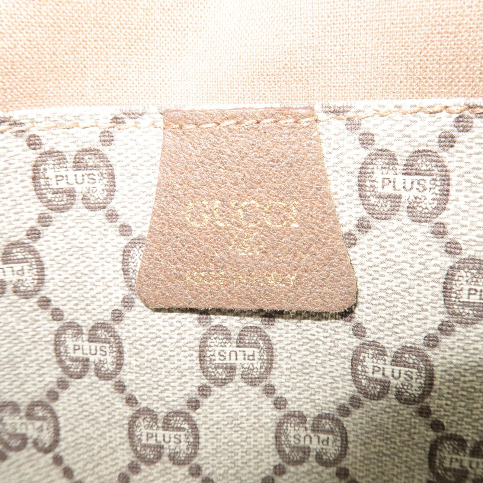 GUCCI Sherry Old GUCCI Tote Bag GG Plus Leather Beige Brown