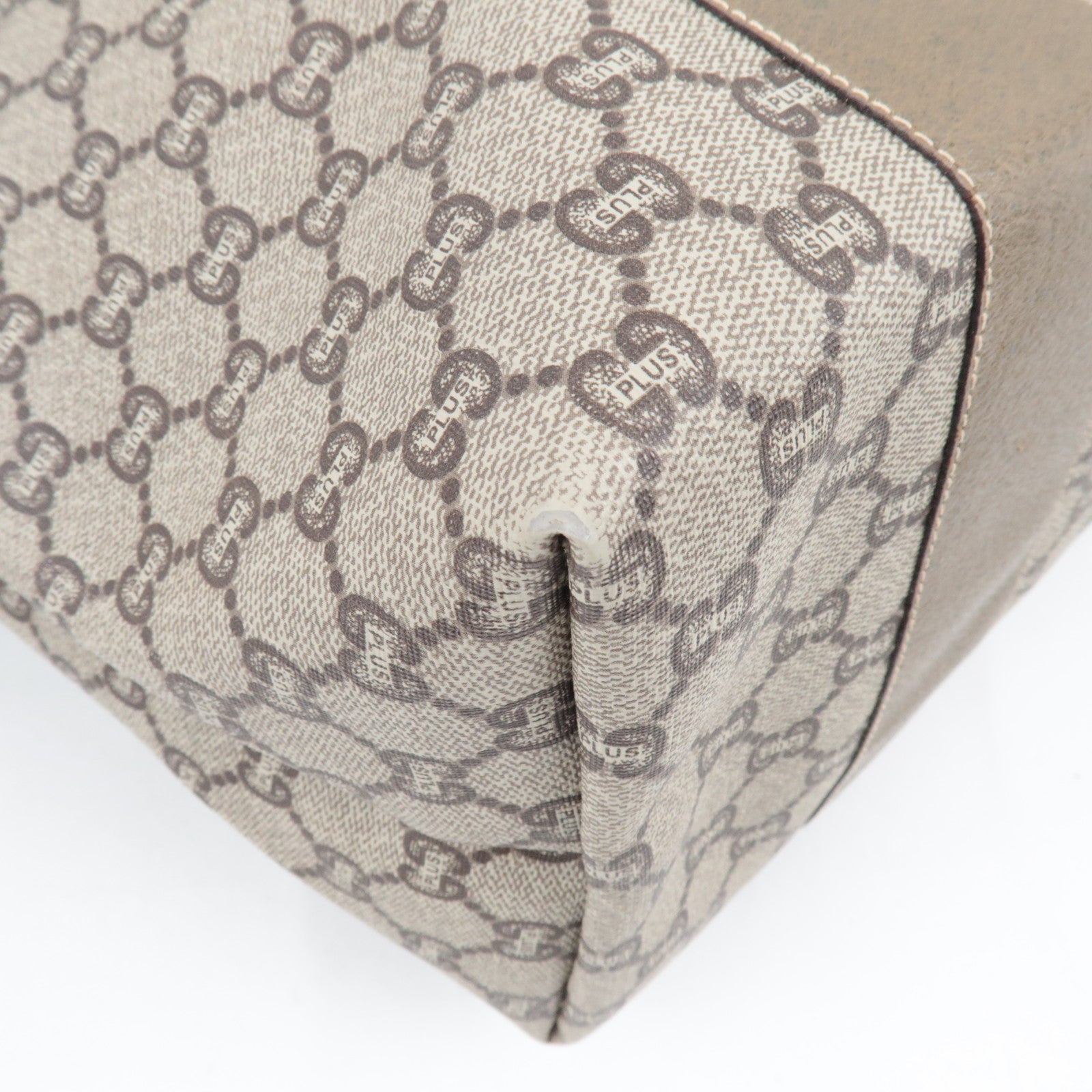 GUCCI Sherry Old GUCCI Tote Bag GG Plus Leather Beige Brown