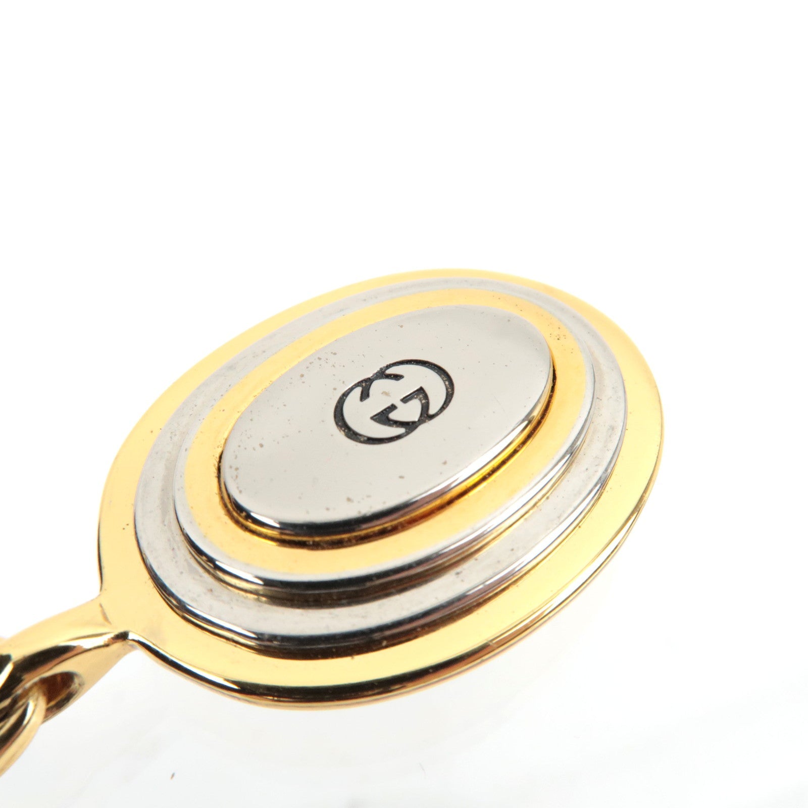 GUCCI Interlocking G Keychain Bag Charm Metal Gold Silver
