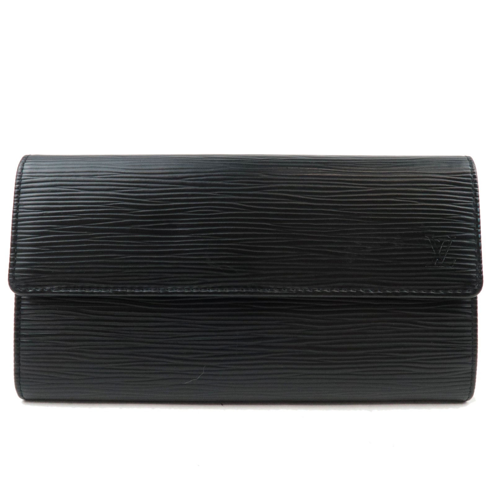 Louis Vuitton Epi Portefeuille Sarah Old Model Long Wallet Noir Silver HDW N63742 CA006677617