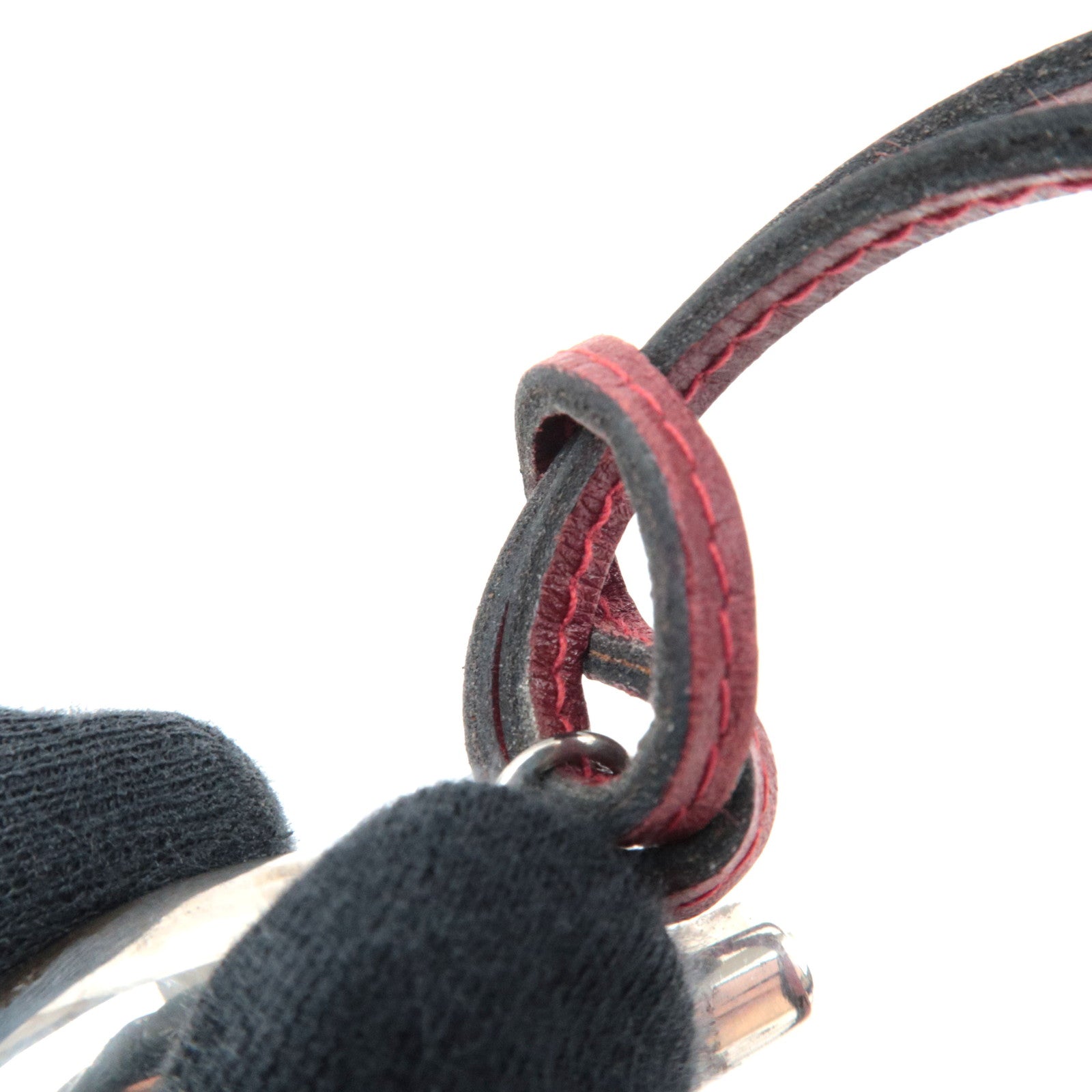 HERMES Perfume Bottle Necklace SV925 Leather Silver Bordeaux *Dust bag