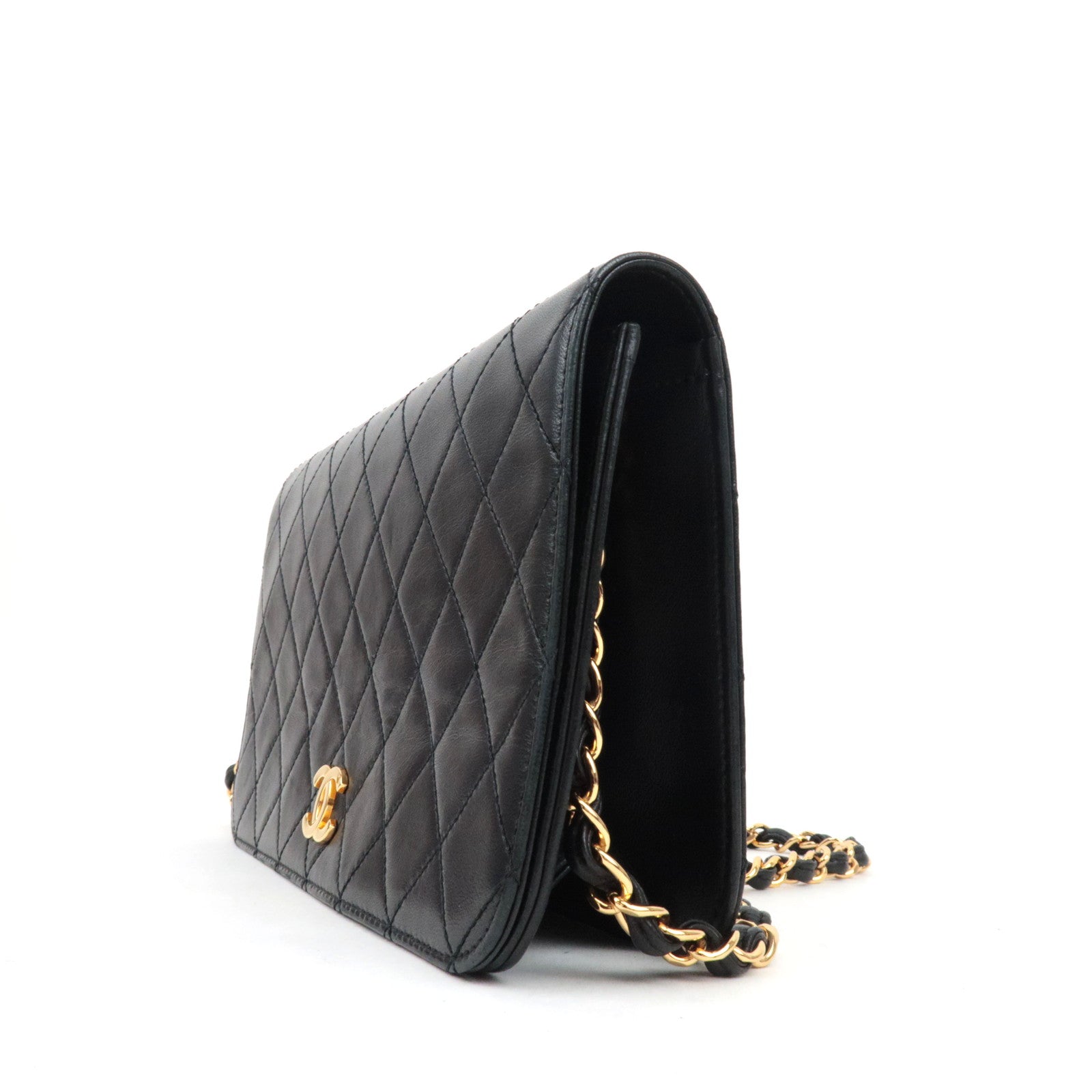 CHANEL Matelasse 23 Full Flap Chain Shoulder Bag Lambskin Black Gold HDW 5156731 *Box, Dust bag, G card