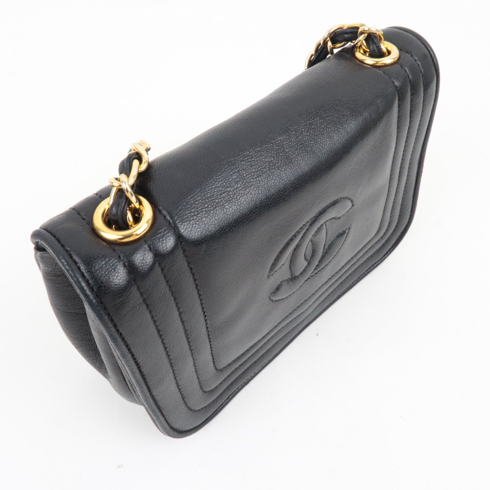 CHANEL Coco Mark Mini Chain Shoulder Bag Lambskin Black Gold HDW 0868360 *Box, Dust bag, G card