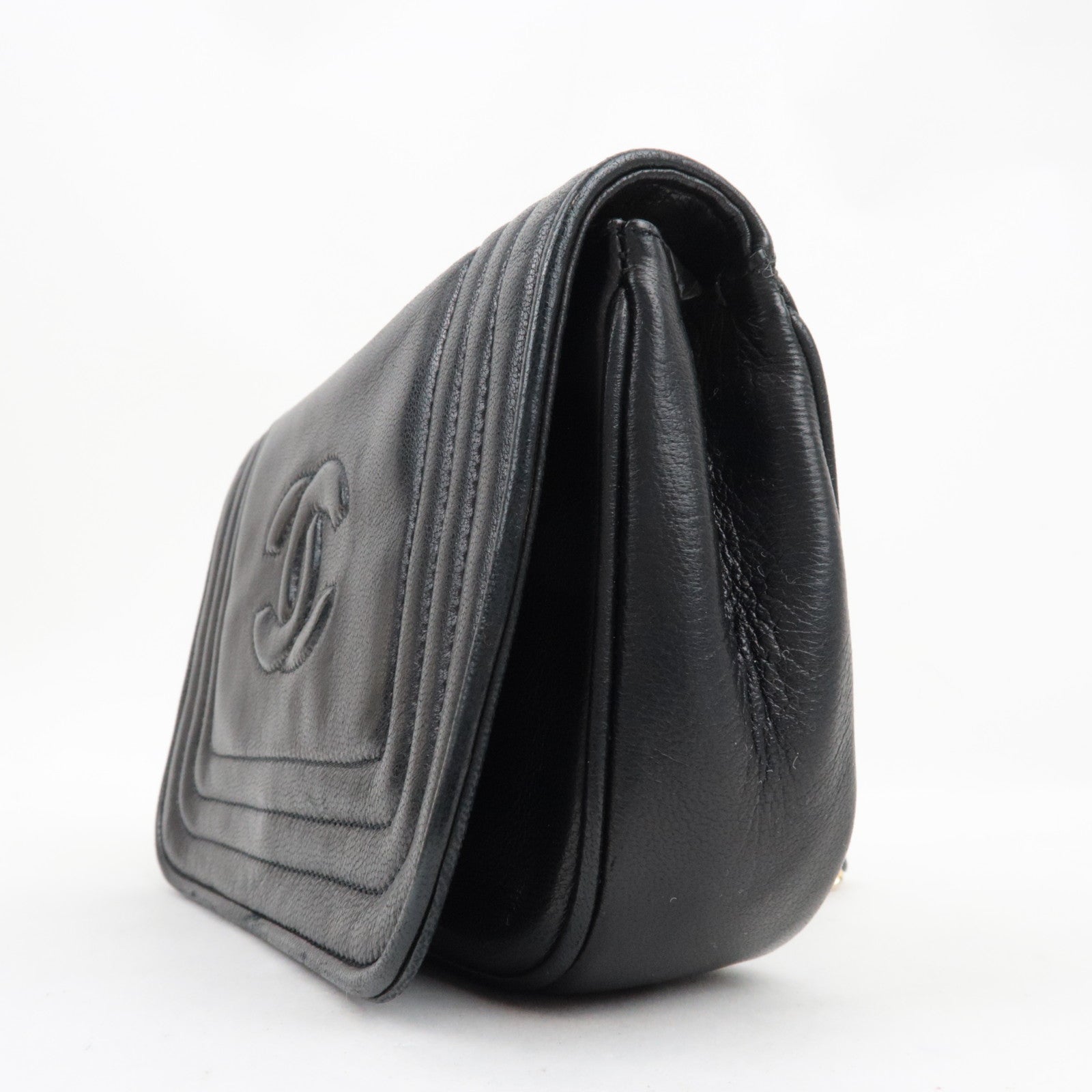 CHANEL Coco Mark Mini Chain Shoulder Bag Lambskin Black Gold HDW 0868360 *Box, Dust bag, G card