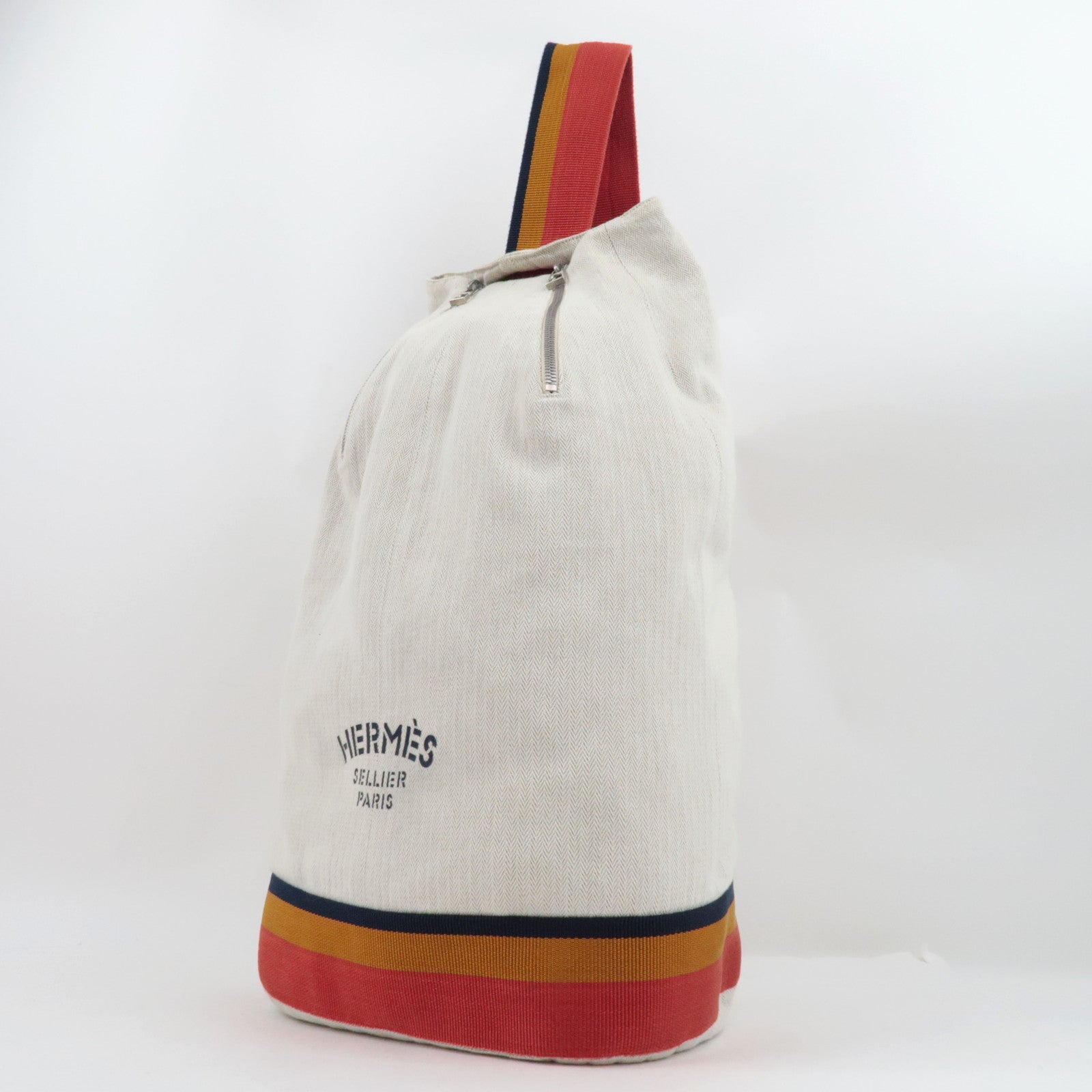 HERMES Cavalier Shoulder Bag Canvas Ivory Rocabar