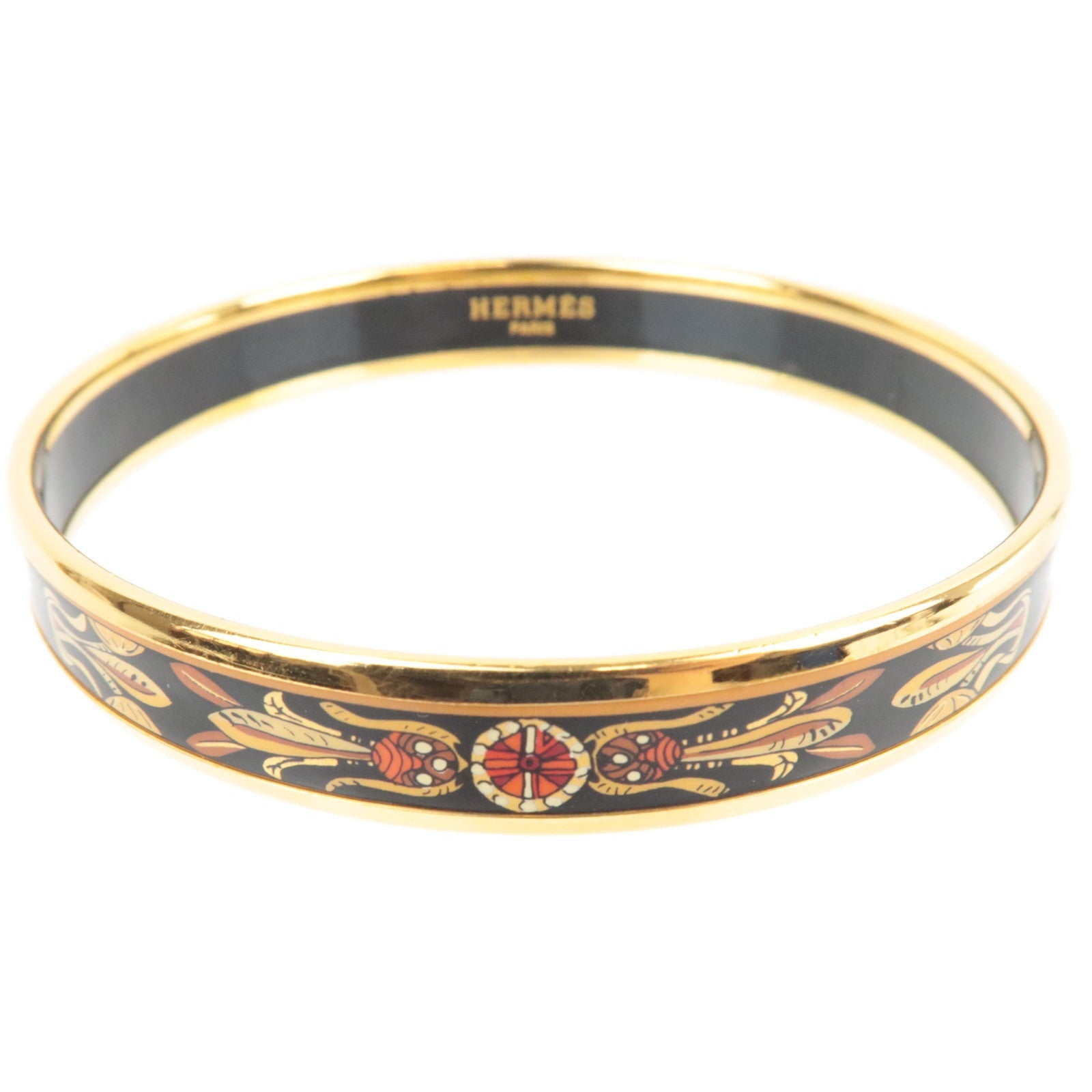 HERMES Email PM Bangle Bracelet Metal Black *Box77677