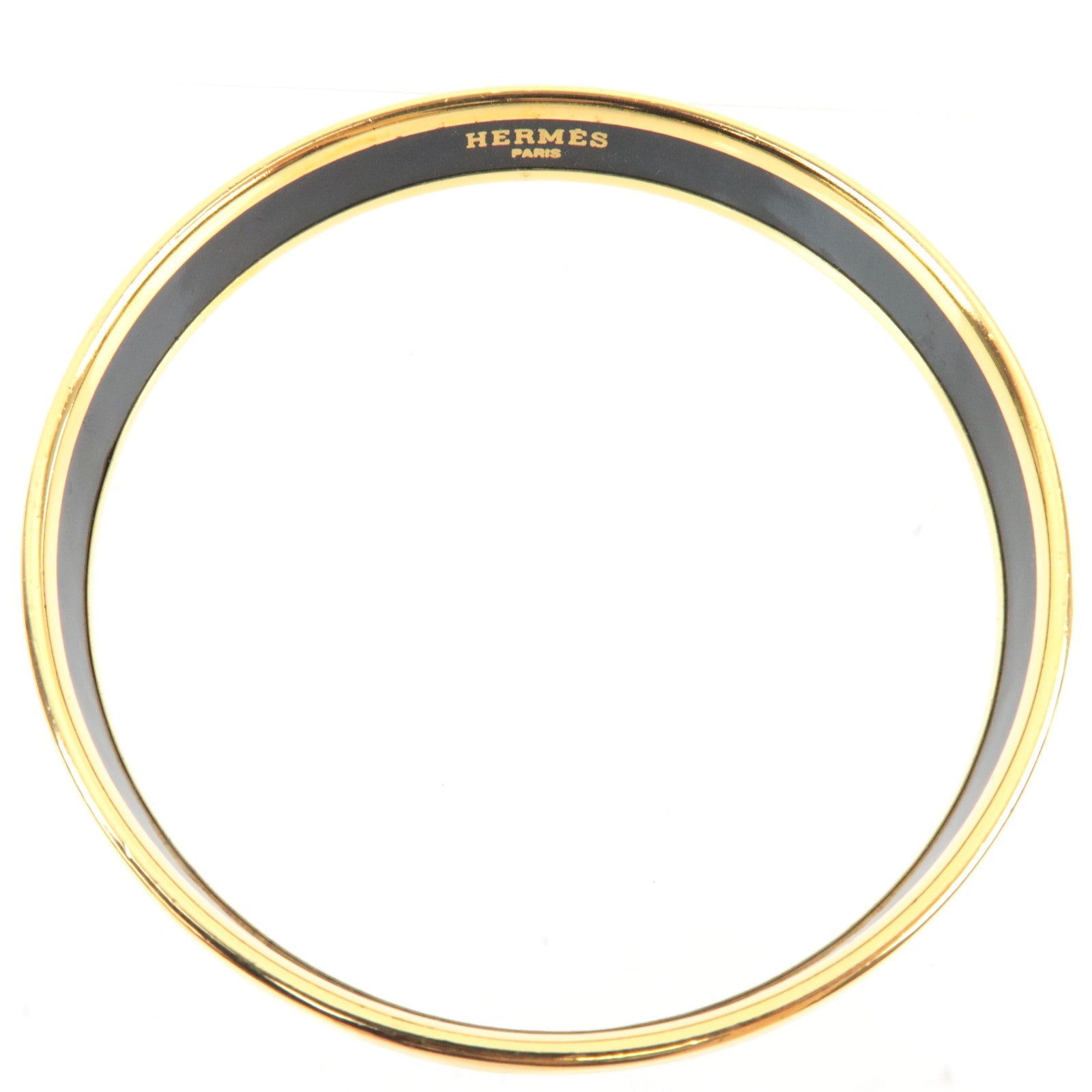 HERMES Email PM Bangle Bracelet Metal Black *Box