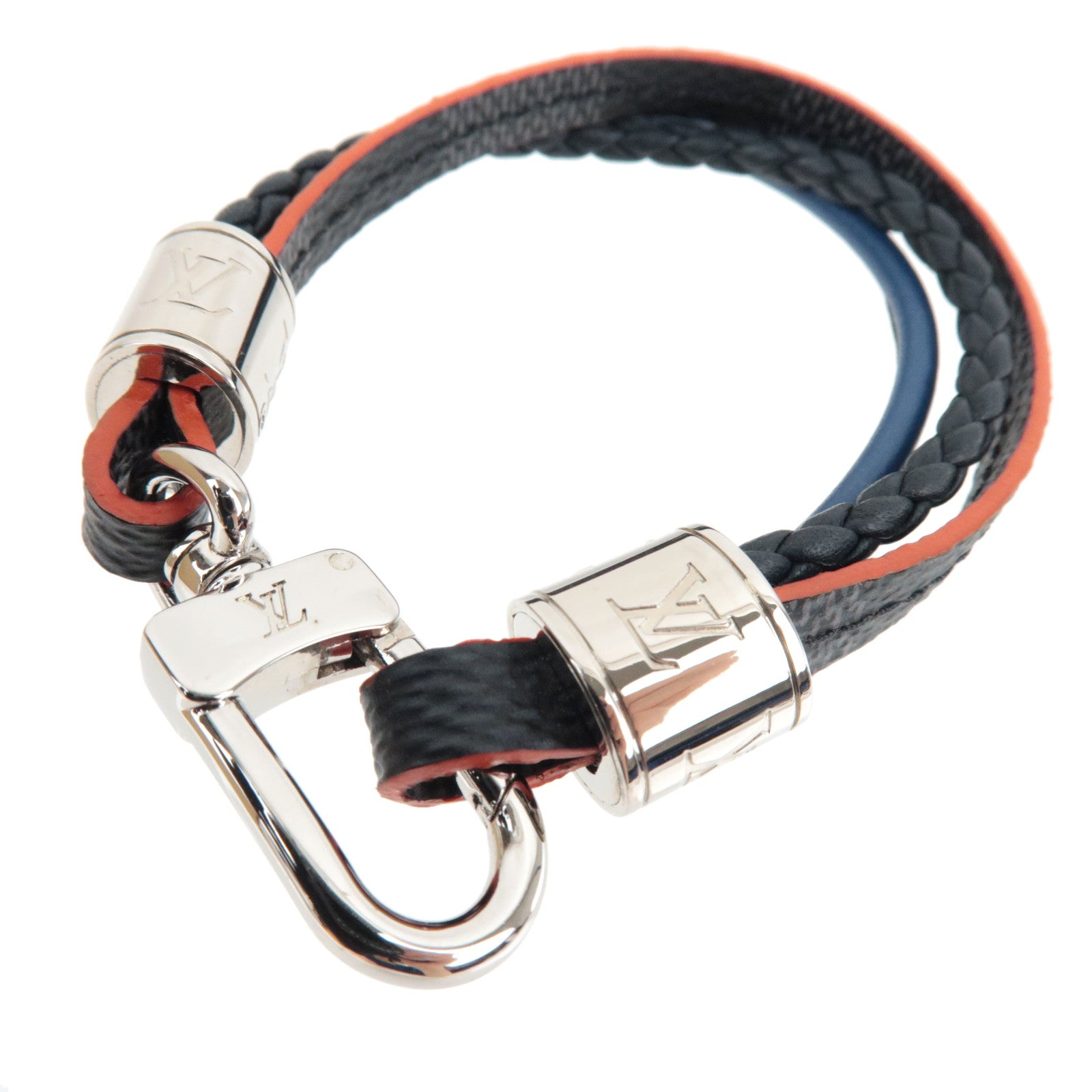 Louis Vuitton Damier Graphite Bracelet LV Treble Bracelet Leather Black Grey M6423E BC0290 *Box, Dust bag77682