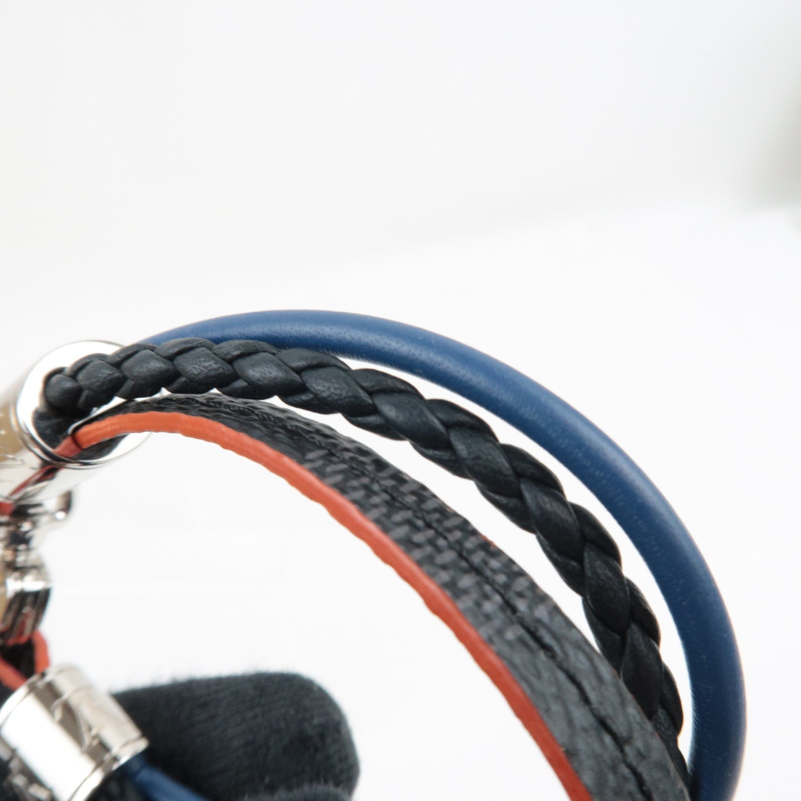 Louis Vuitton Damier Graphite Bracelet LV Treble Bracelet Leather Black Grey M6423E BC0290 *Box, Dust bag