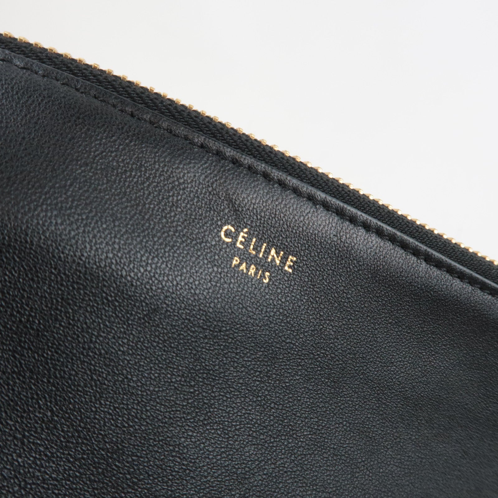 CELINE Trio Large Shoulder Bag Leather Black *Dust bag