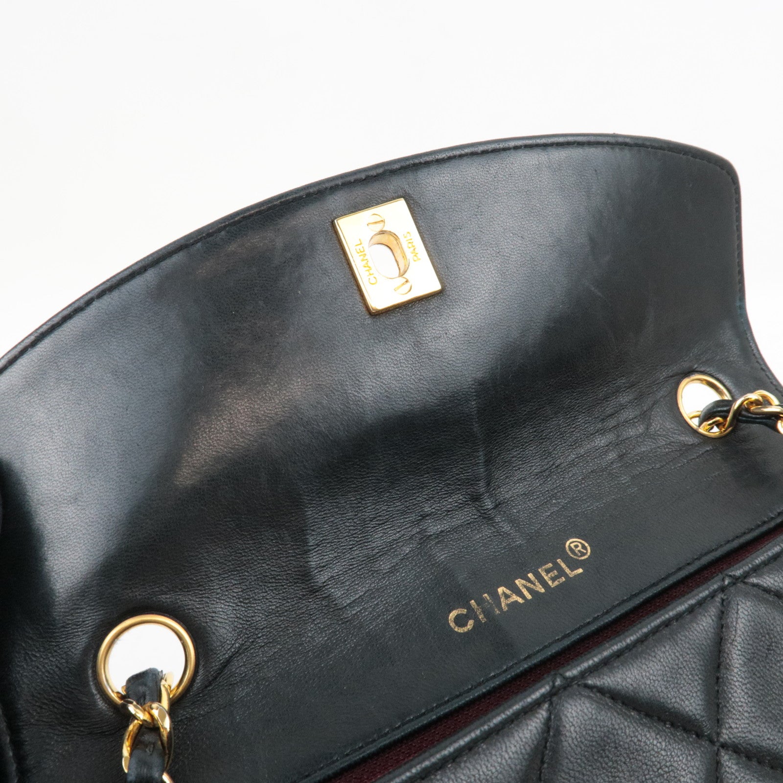 CHANEL Matelasse Chain Shoulder Bag Lambskin Black Gold HDW 1799679