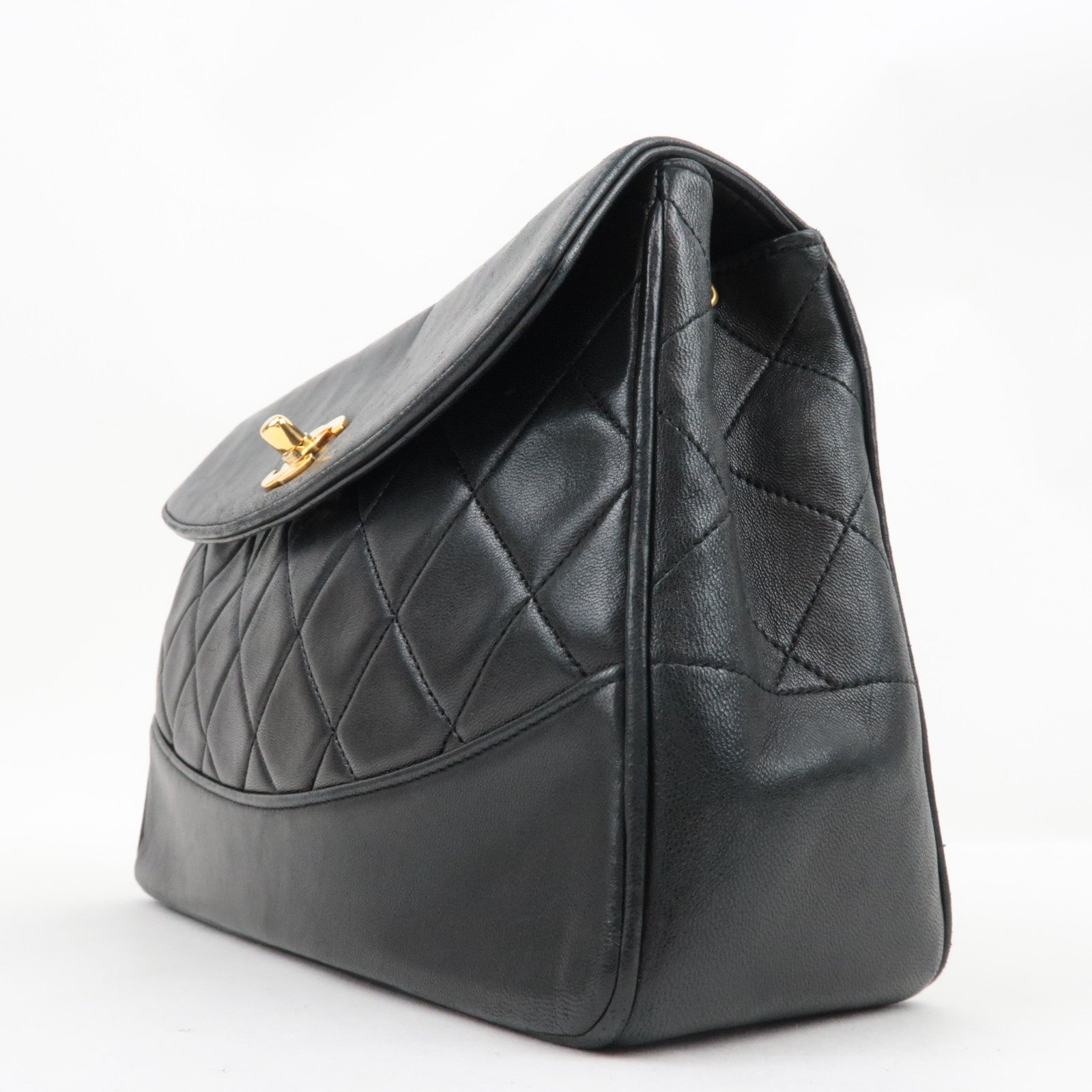 CHANEL Matelasse Chain Shoulder Bag Lambskin Black Gold HDW 1799679